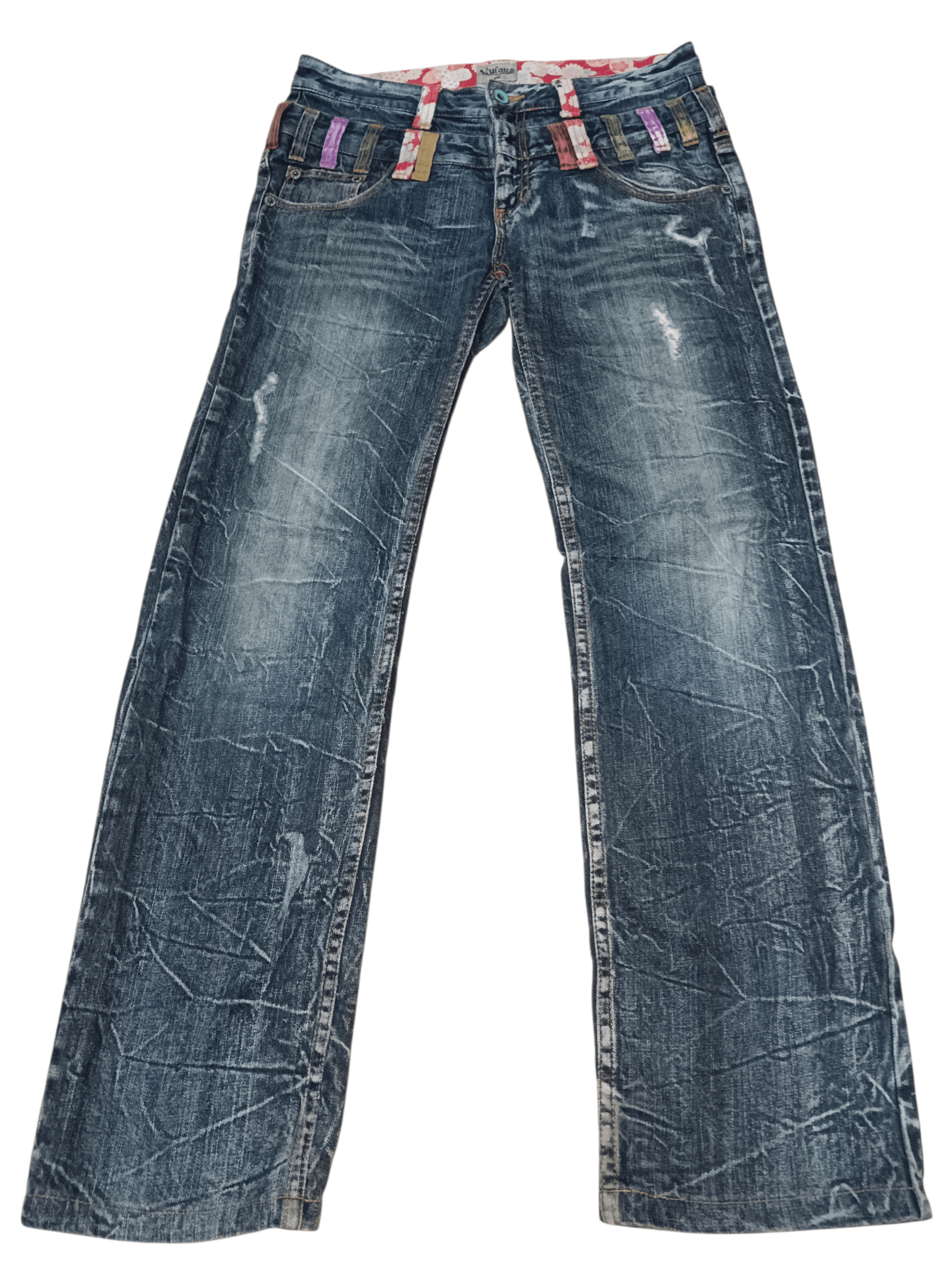 Karakuri Tamashii Nylaus Karakuri Style Double Waist Distressed Denim Size US 32 / EU 48 - 2 Thumbnail