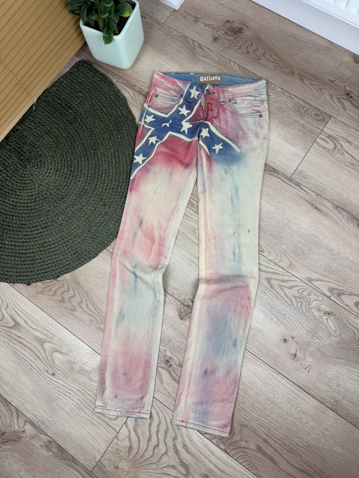 John Galliano Galliano Y2K 00s Flag Jeans Size 26" / US 2 / IT 38 - 1 Thumbnail