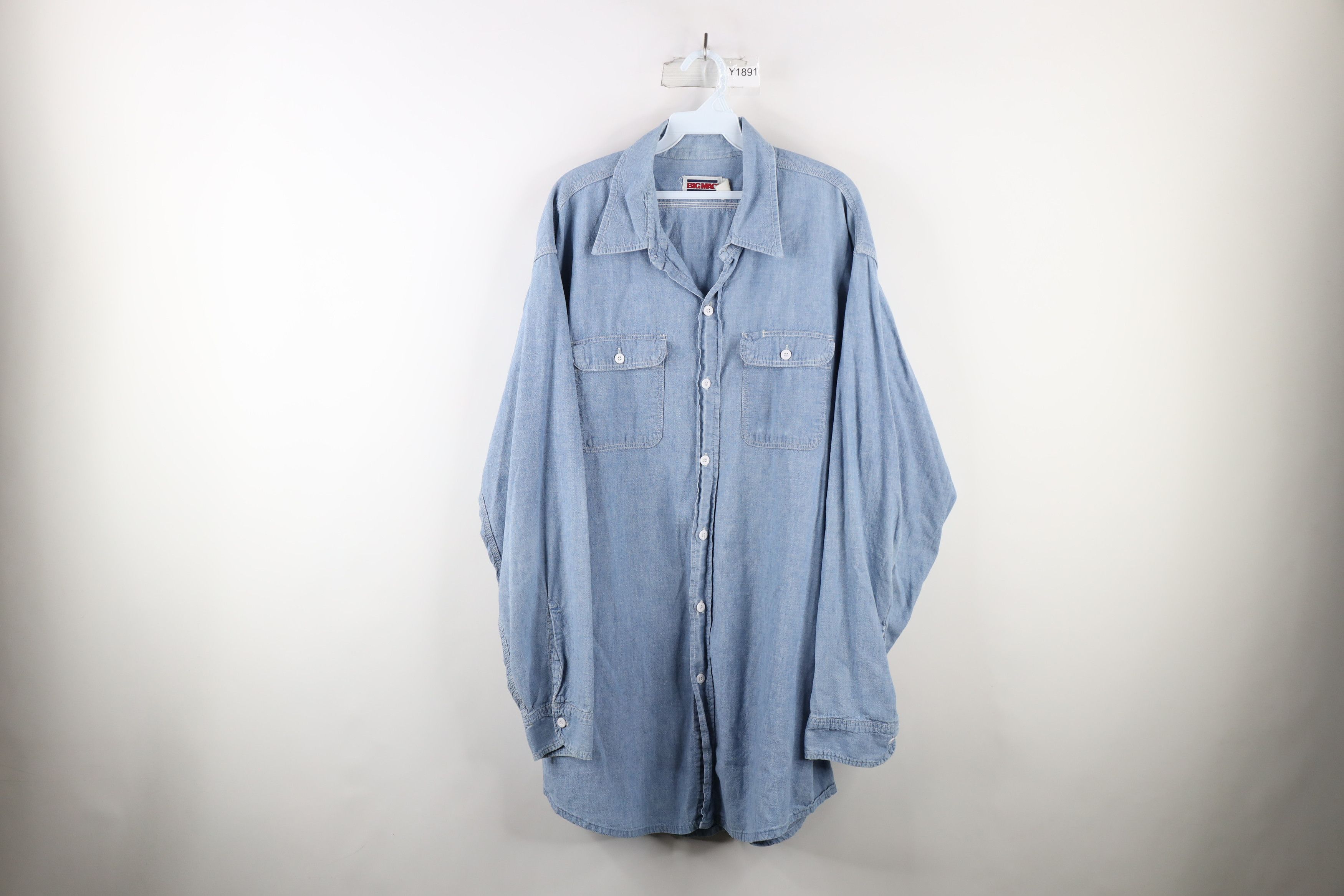 Vintage 70s Big Mac Chambray Collared Work Button Shirt USA