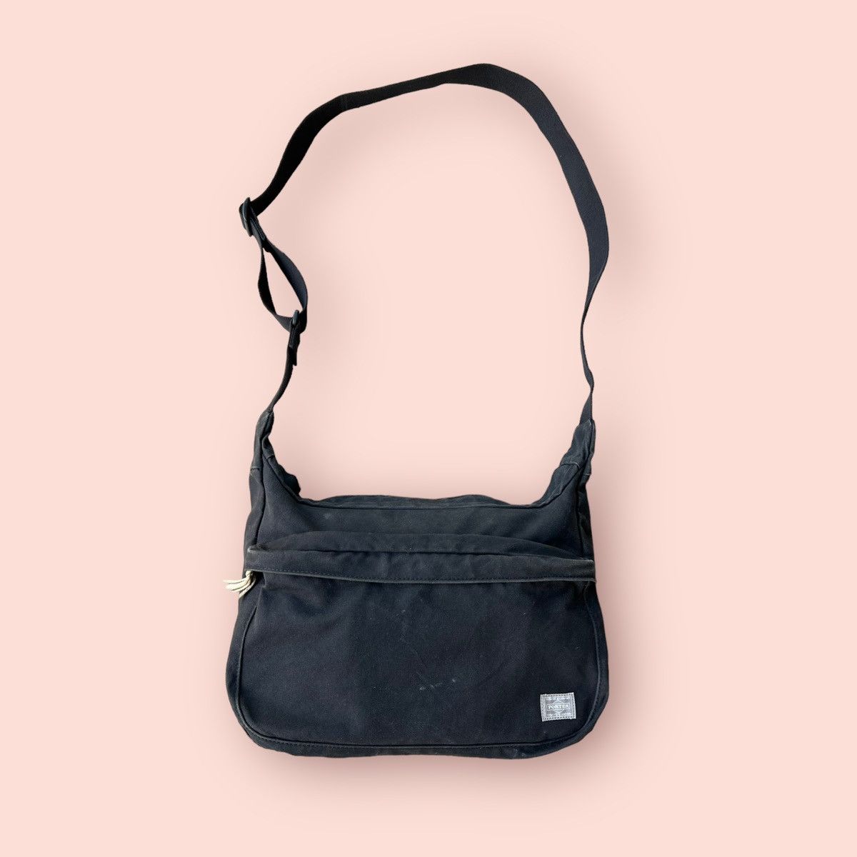 image of Porter Japan Satchel Canvas Crossbody Sling Bag in Faded Black, Men's