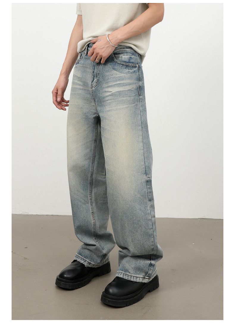 Vintage Retro Straight-Leg Whiskered Washed Jeans Size US 32 / EU 48 - 4 Thumbnail