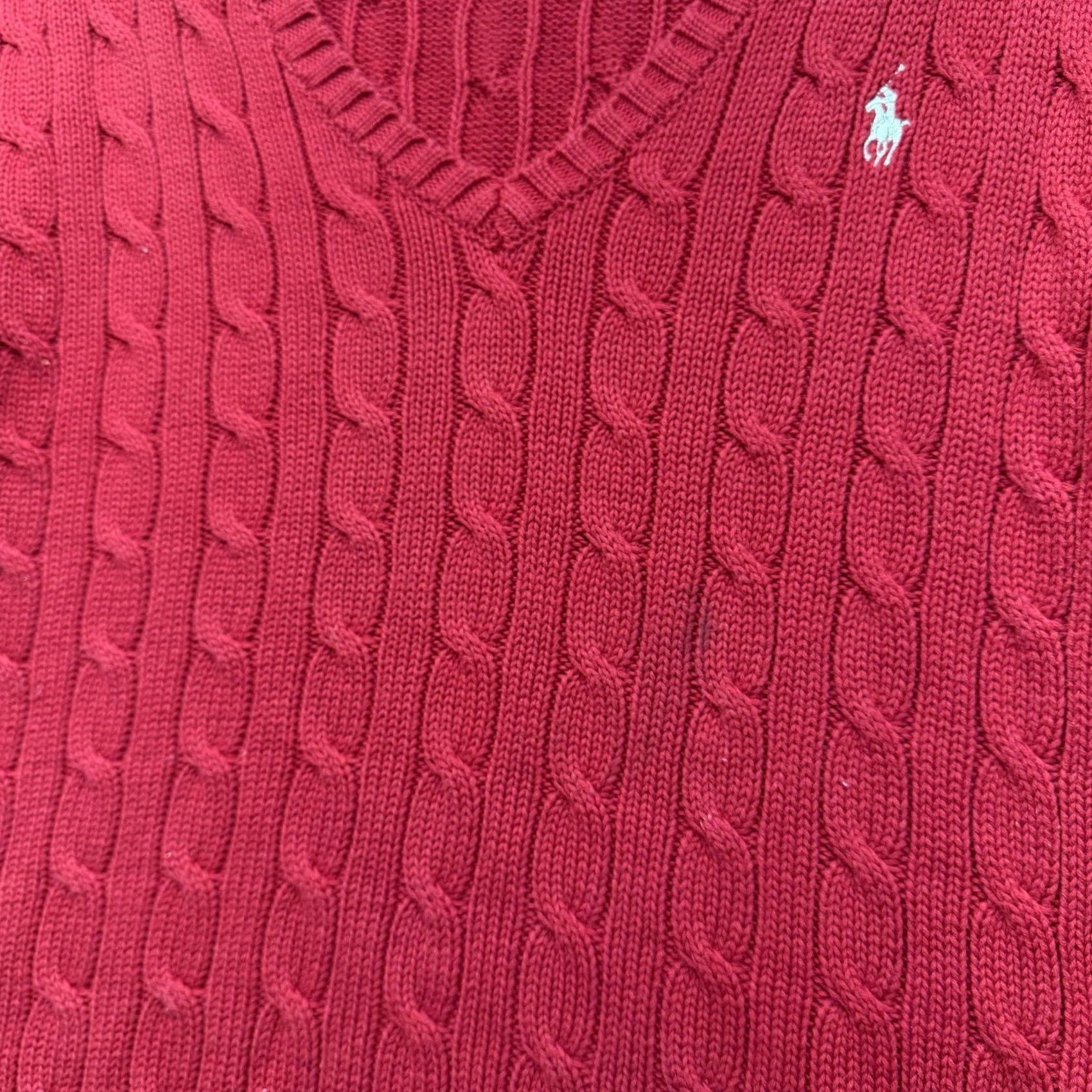 Polo Ralph Lauren Polo Ralph Lauren Sweater Polo Ralph Lauren Womens XL Red Cable Knit V-Neck 90s Vintage Pullover Shirt Womens Size XL / US 12-14 / IT 48-50 - 6 Thumbnail