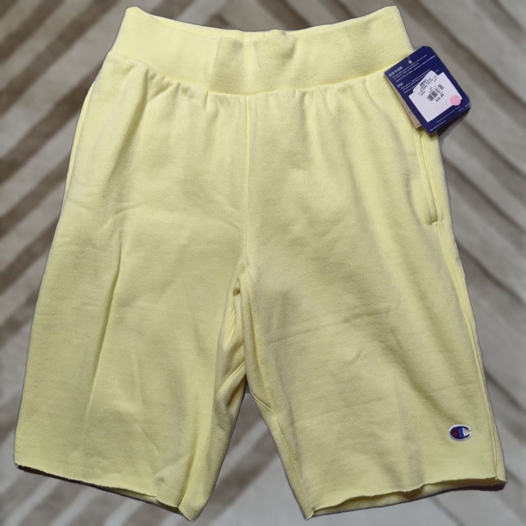 Champion CHAMPION Sweat Shorts Men S Lemon Glacier 11" Inseam Reverse Weave Drawstring Pockets NEW Size US 29 - 1 Thumbnail