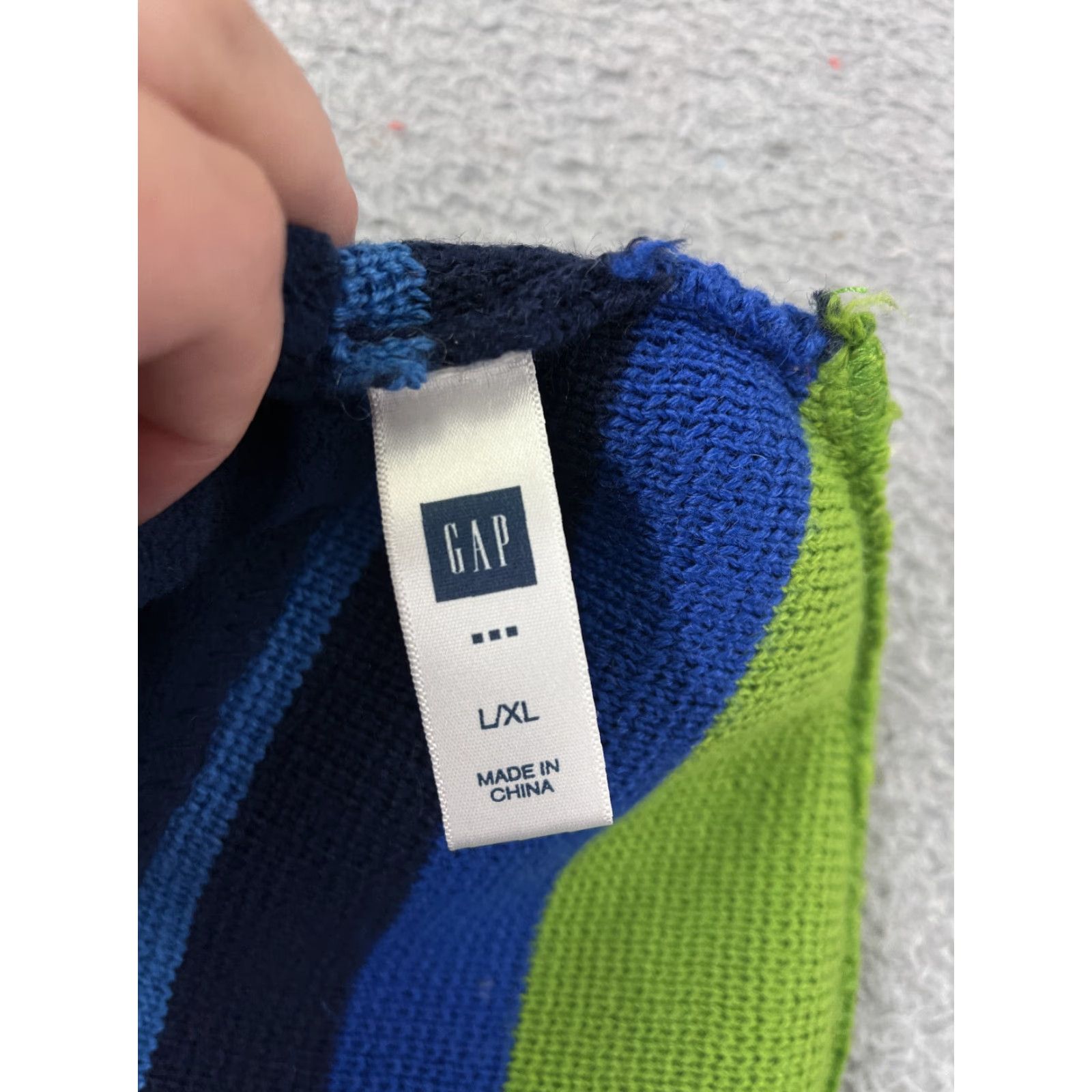 Gap Gap Beanie Toque Adult Extra Large Green Blue Knit Stripe Wool Acrylic Blend Size ONE SIZE - 5 Thumbnail