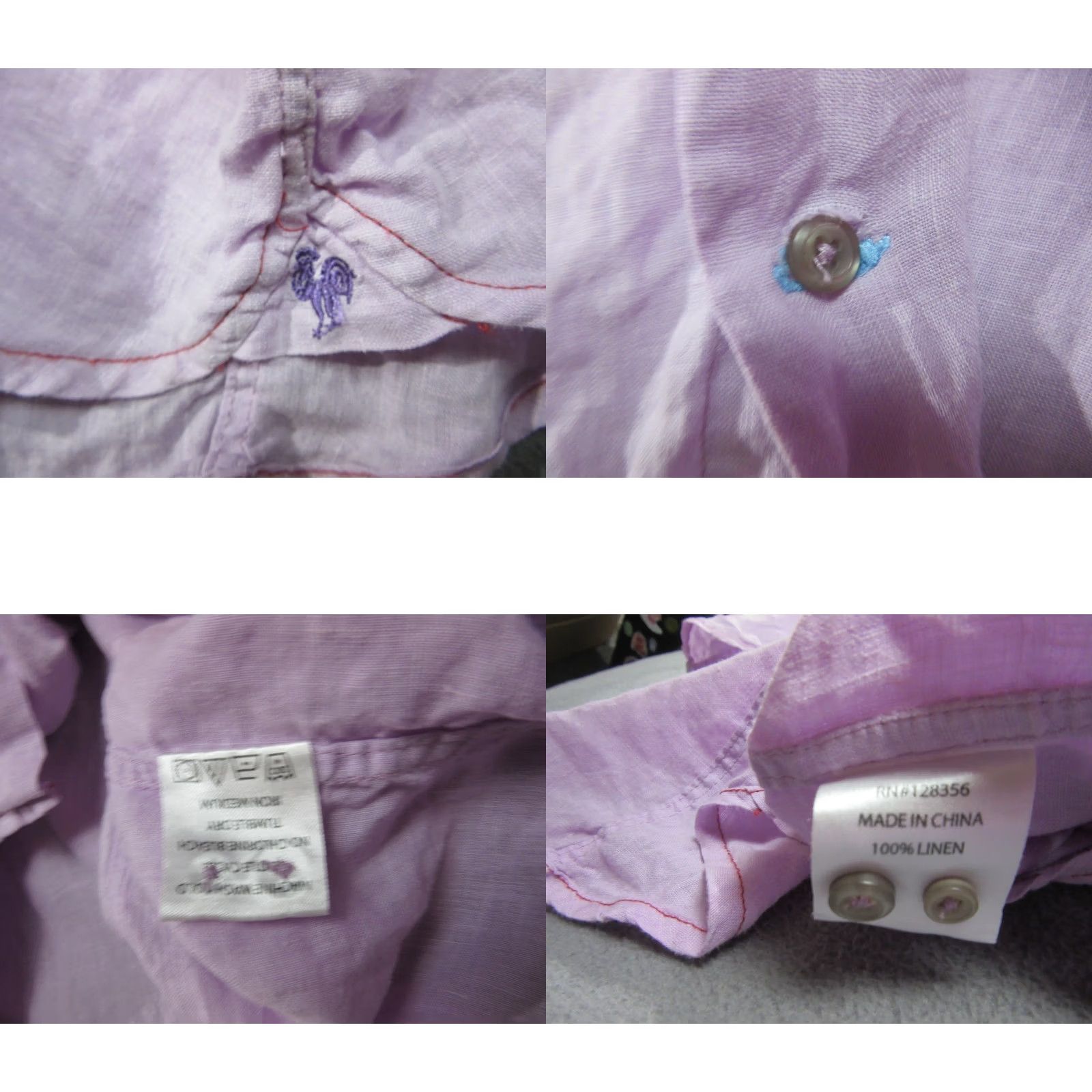 Logo 7 EQ Shirt Mens XL Purple Linen Integrity Every Garment Embroidered Logo Button Size US XL / EU 56 / 4 - 8 Thumbnail