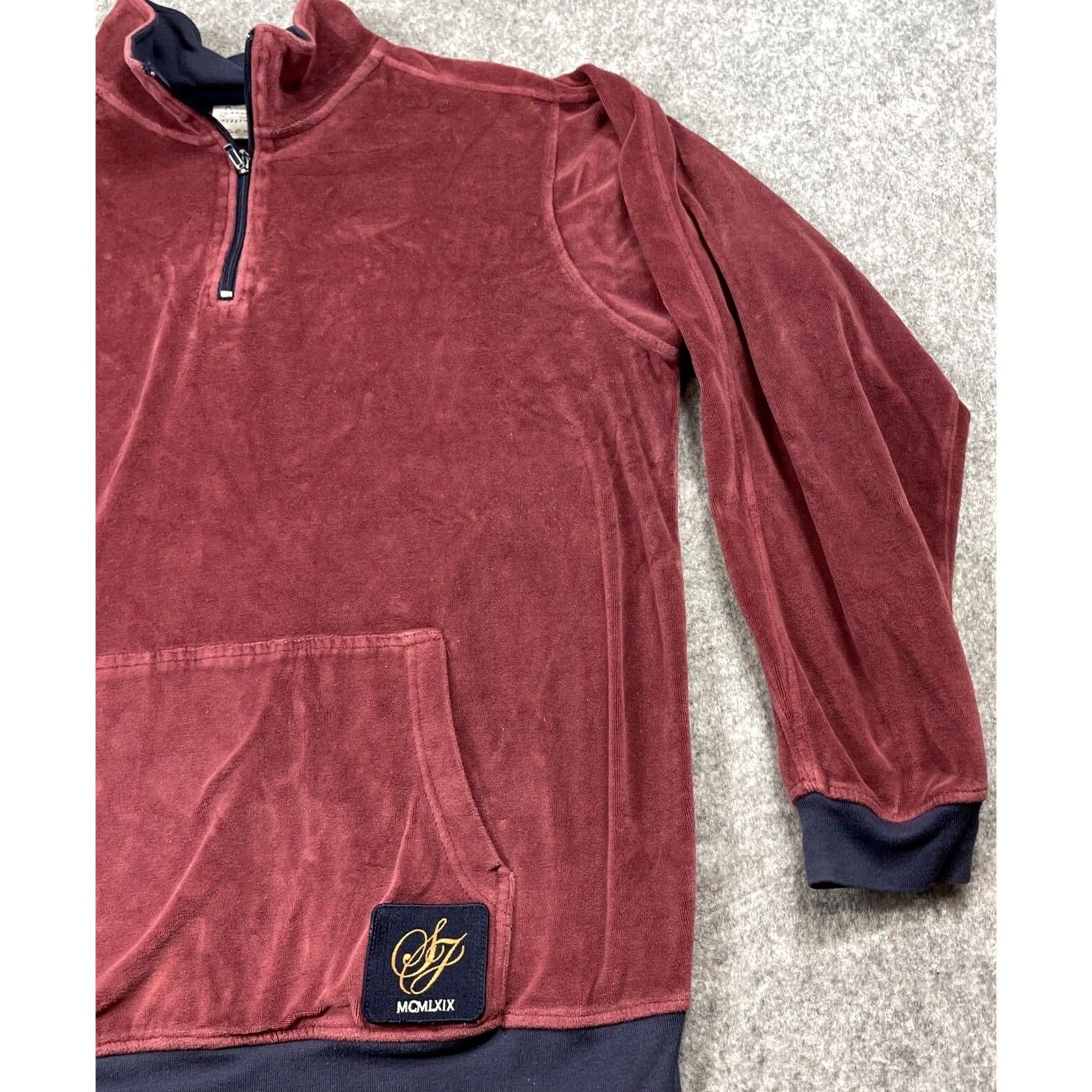 Sean John VINTAGE Sean John Sweatshirt Pullover Velour Burgundy Pockets Men L 90s Y2K Zip Embroidered Logo Size US L / EU 52-54 / 3 - 5 Thumbnail