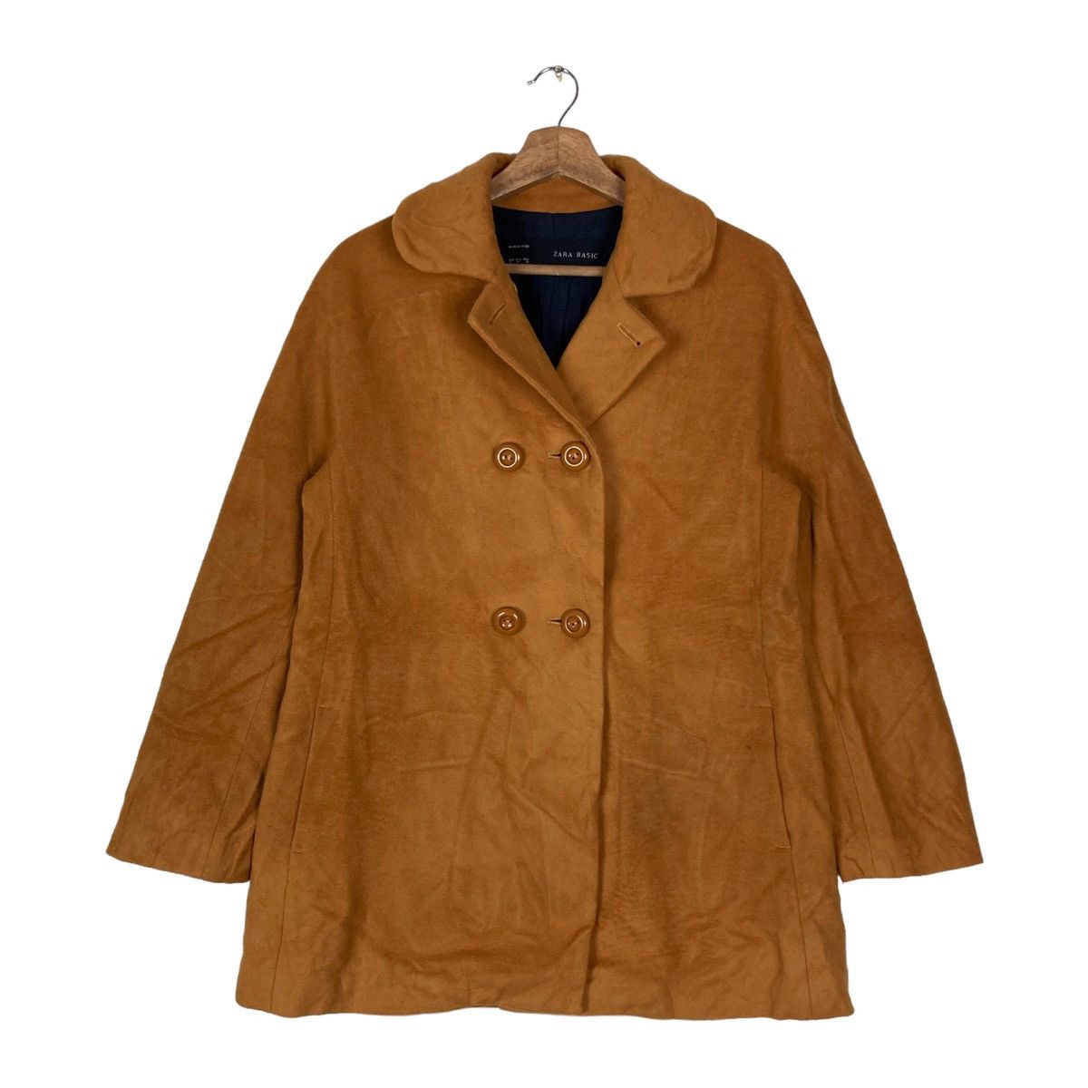 Zara Zara Basic Double Breasted Medium Long Coat Jacket Size US M / EU 48-50 / 2 - 1 Thumbnail