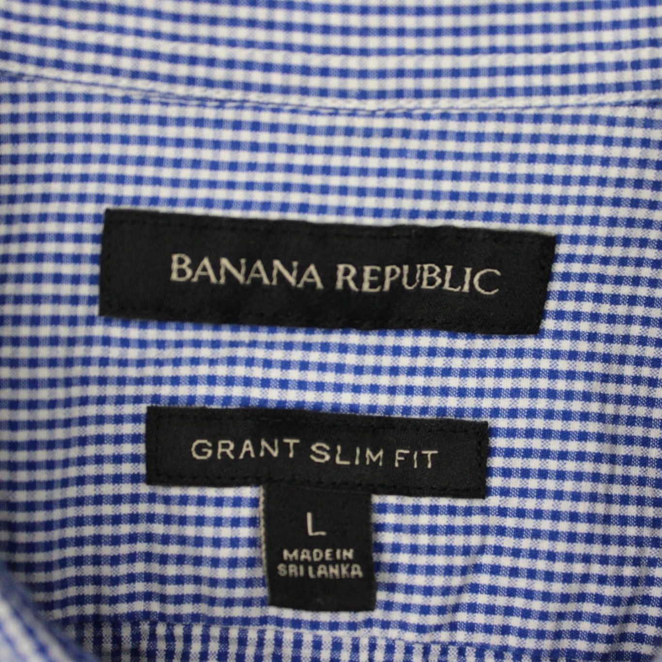 Banana Republic Banana Republic Shirt Men L Blue/White Checkered Textured S/S Slim Fit Button-Up, Casual, Workwear, Boys? No, Mens, Blue Size US L / EU 52-54 / 3 - 7 Thumbnail