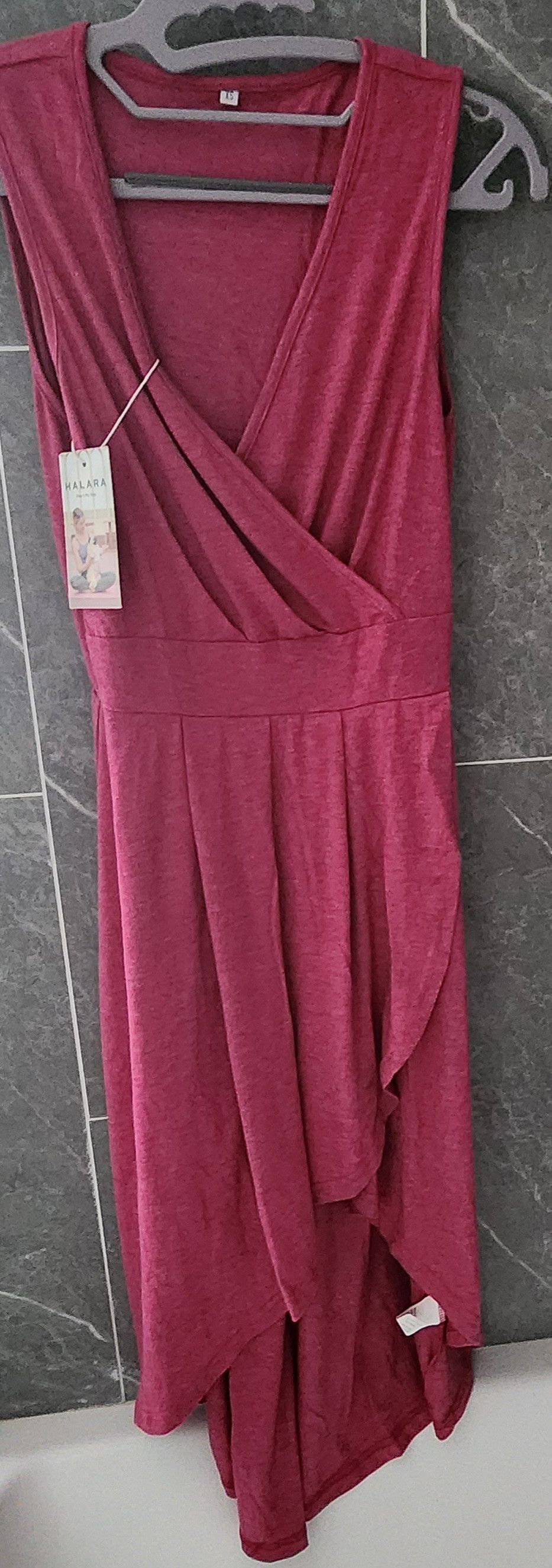 Other NWT Halara Deep VNeck Plicated High Low Midi Dress XS Size XS / US 0-2 / IT 36-38 - 1 Thumbnail