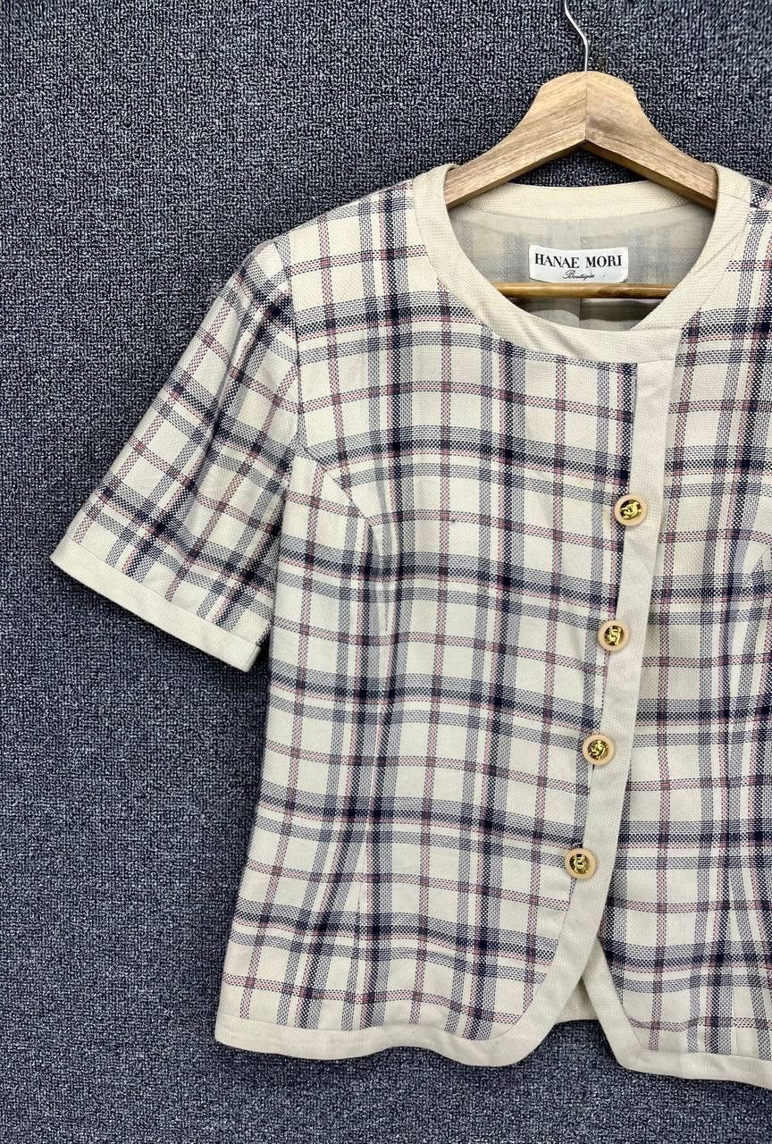 Flannel Hanae Mori Shadow Plaid Button Up Shirts Blouse Cardigan Size M / US 6-8 / IT 42-44 - 3 Thumbnail