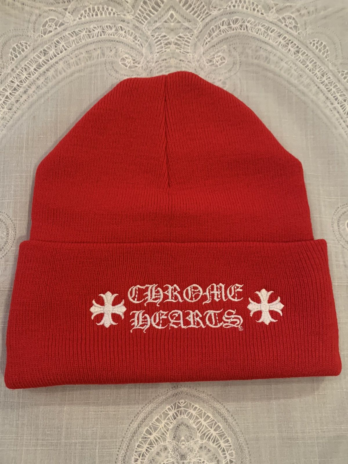 Chrome Hearts Chrome Hearts Red Beanie Size ONE SIZE - 1 Thumbnail