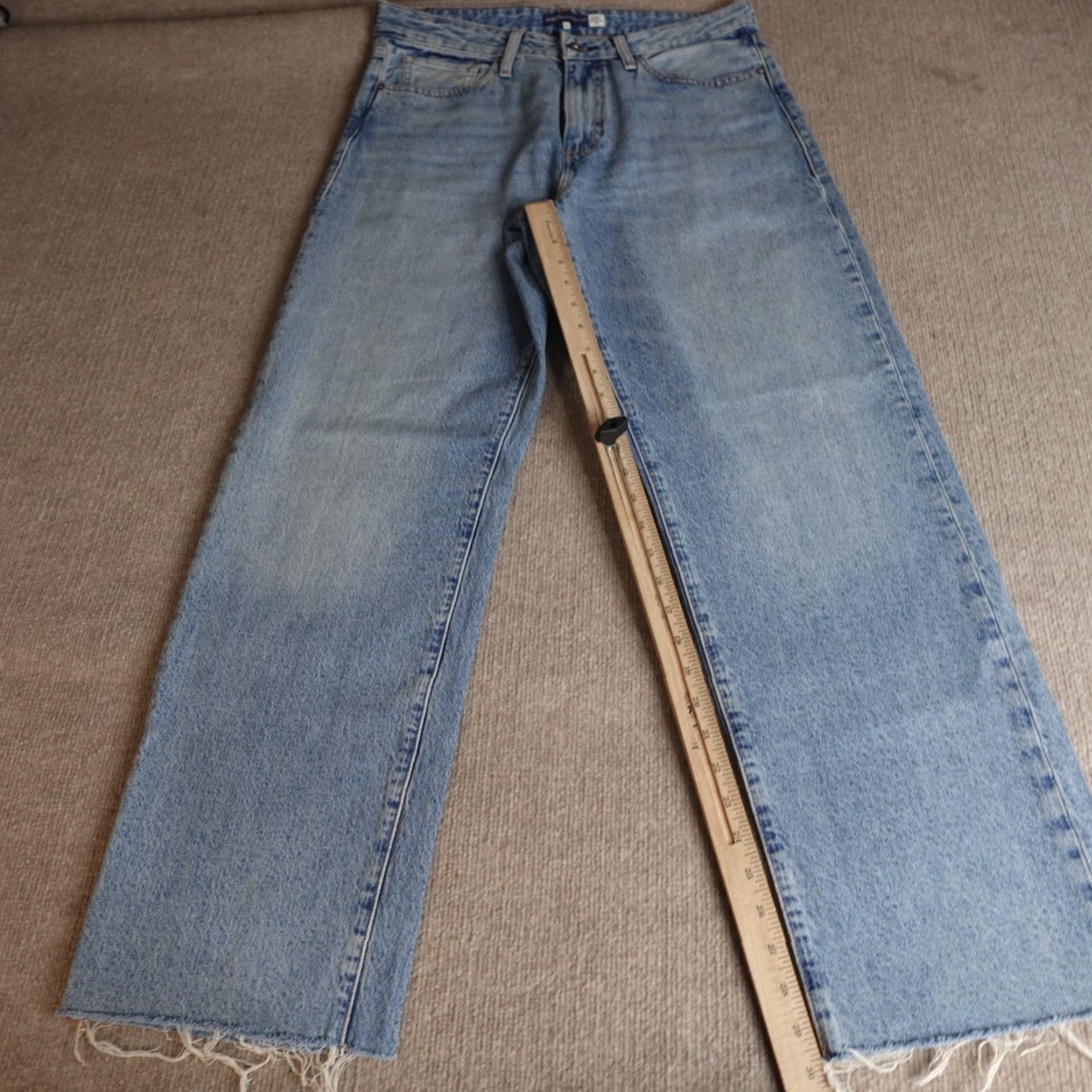Levi's VINTAGE not Levi's Womens Jeans 32 Blue Wide Leg Cotton Hemp Raw Hem Made & Crafted Big E Size 24" / US 00 / IT 34 - 7 Thumbnail