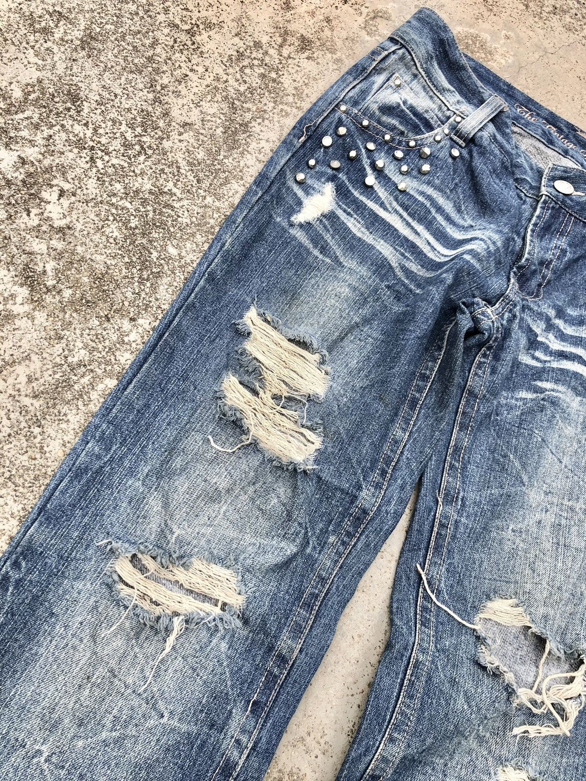 Japanese Brand × Seditionaries STUDDED DISTRESSED DENIM BY VINTAGE STANDARD JEANS Size 31" - 6 Thumbnail