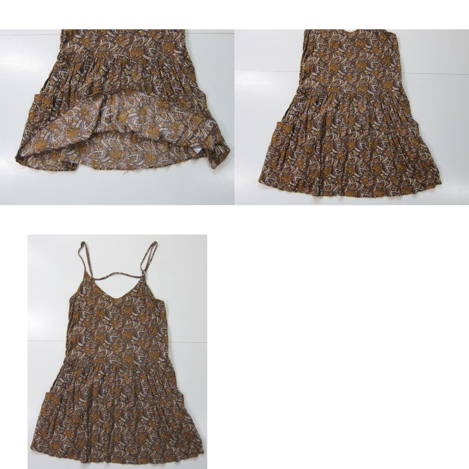 American Eagle Outfitters VINTAGE American Eagle Outfitters Dress Pocket Floral Paisley 100% Rayon Brown Yellow M Women Sleeveless Pockets Size M / US 6-8 / IT 42-44 - 8 Thumbnail