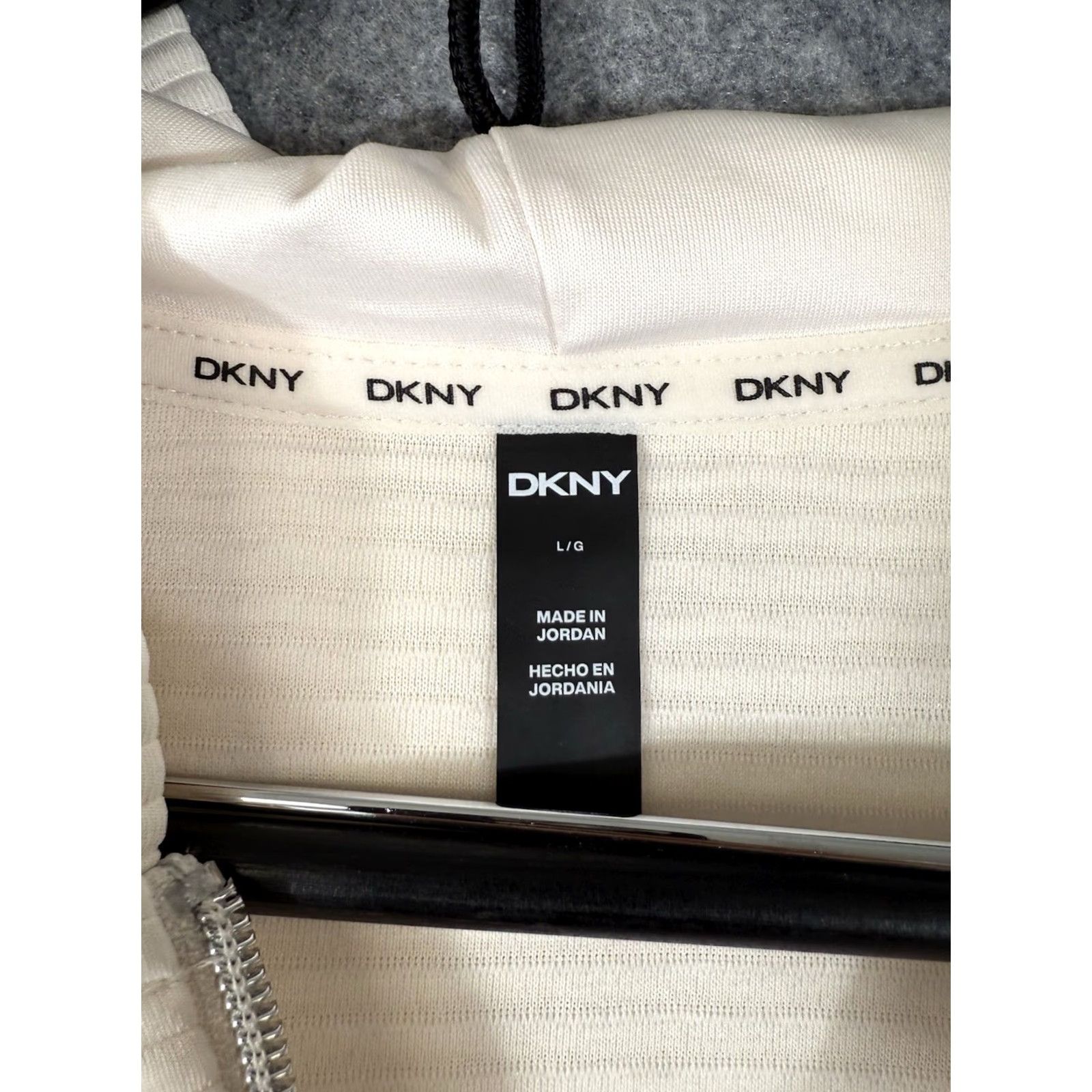 DKNY DKNY Ottoman Full Zip Hoodie Sweatshirt Women Size L Sand Ivory Pink Ribbed NWT Size L / US 10 / IT 46 - 6 Thumbnail