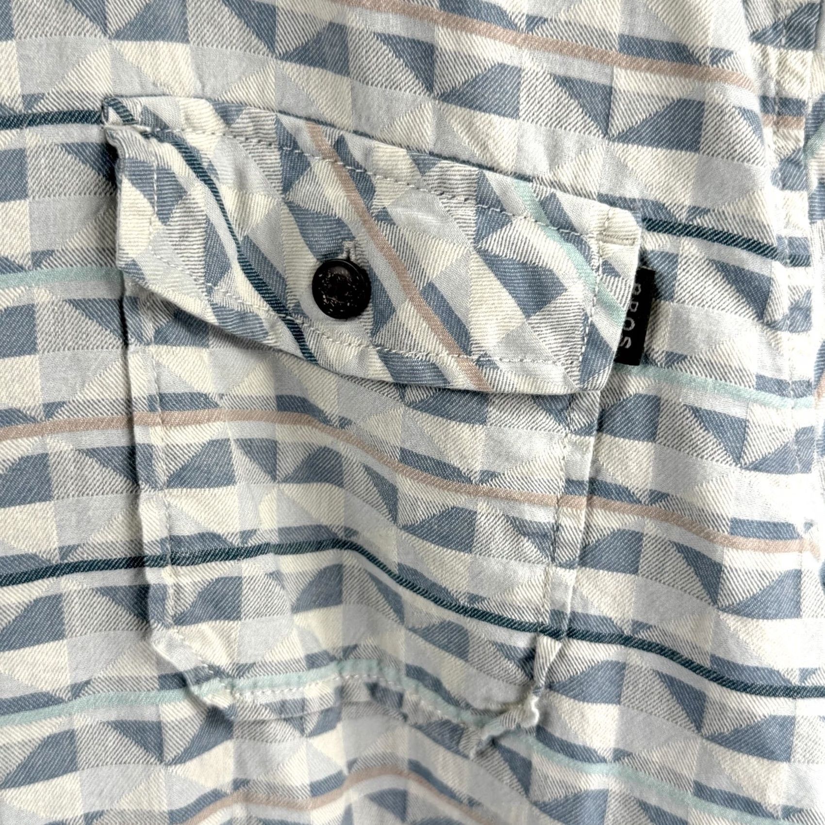 Howler Brothers Howler Brothers Shirt Mens M Preppy 100% Cotton Button Up Short Sleeve Blue Geometric Pattern Regular Fit 46 Chest Adult Men Size US M / EU 48-50 / 2 - 5 Thumbnail