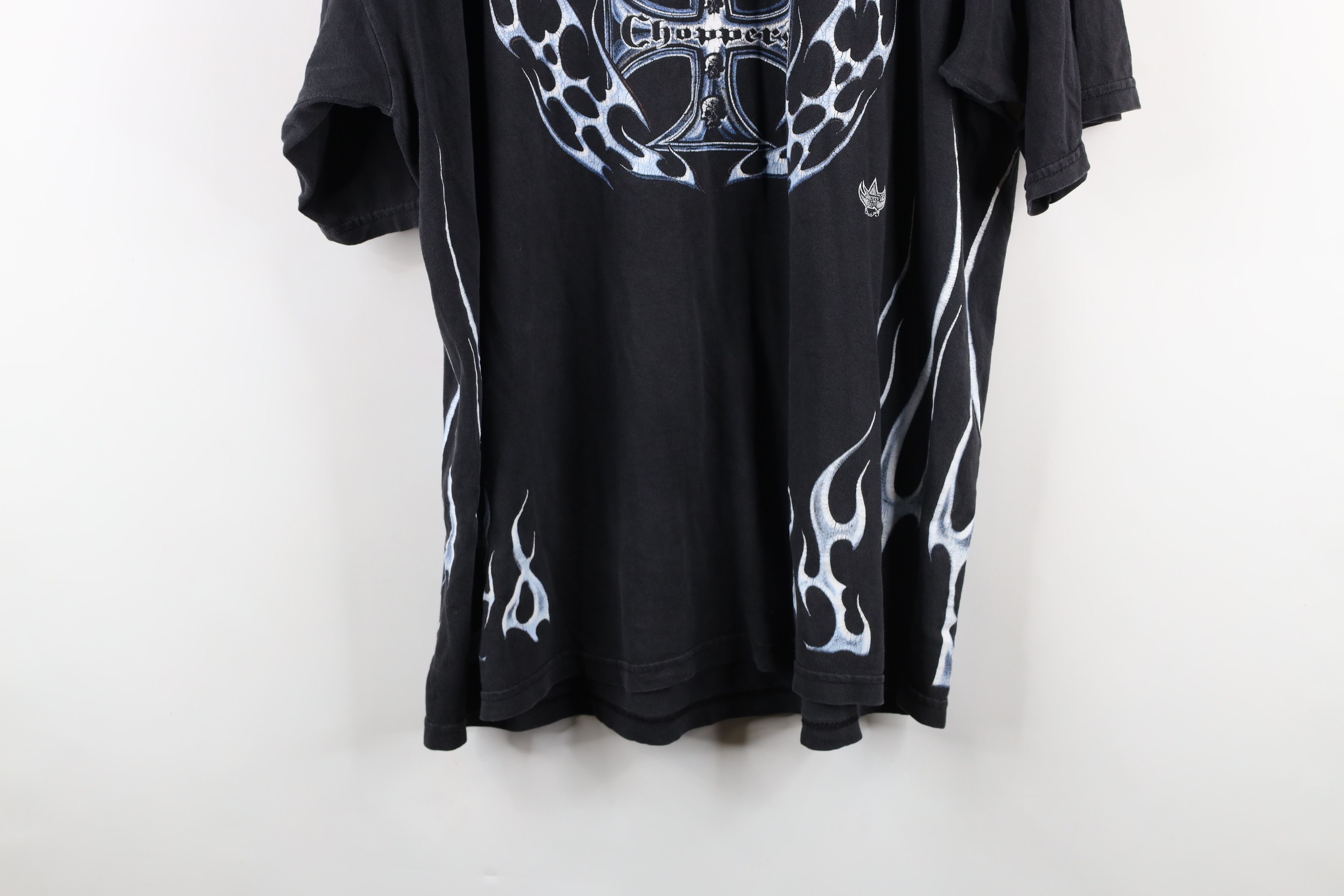 Vintage Vintage 90s Y2K Streetwear Cross Tribal Fire Flames T-Shirt Size US XL / EU 56 / 4 - 16 Thumbnail