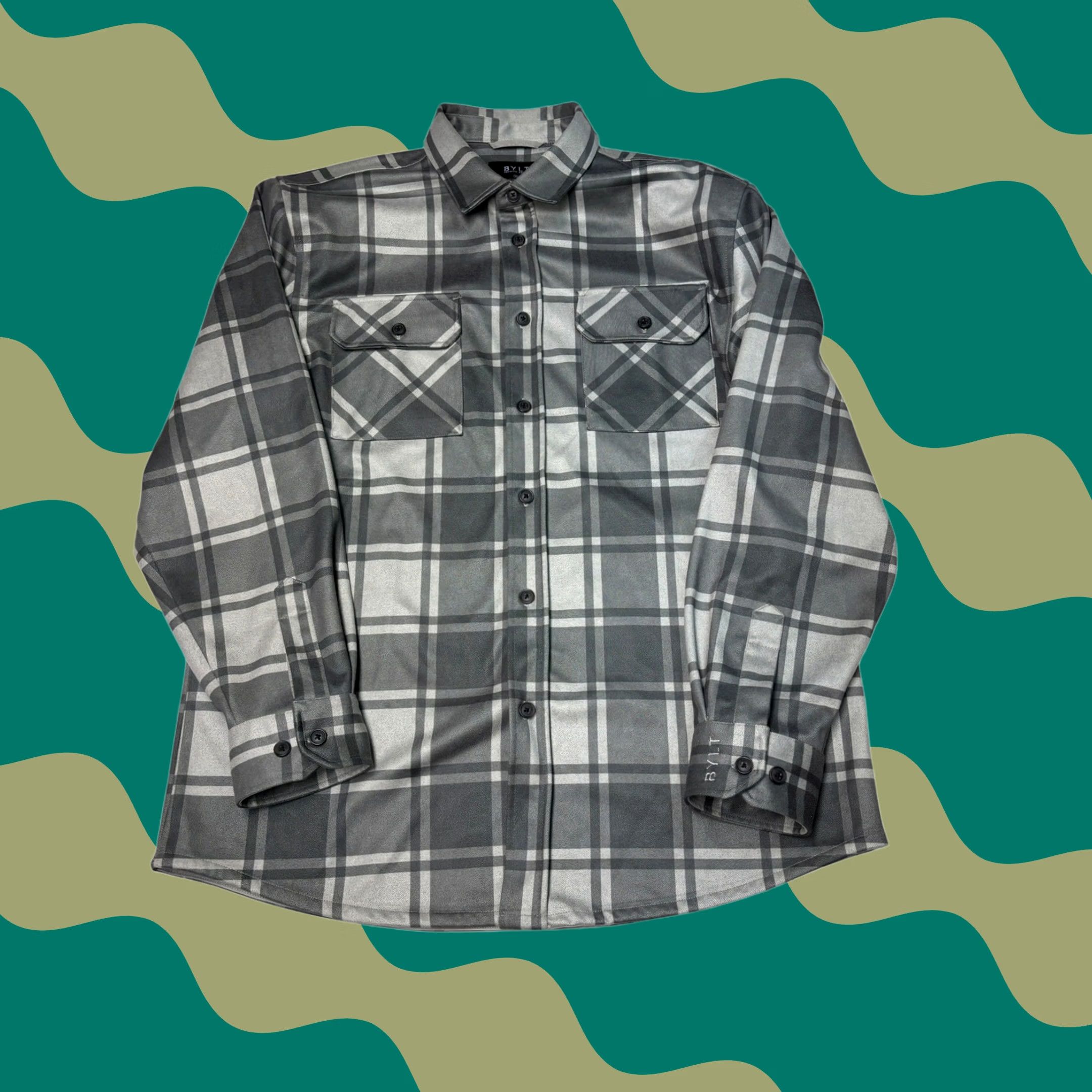 Asics BYLT Premium Basics Plaid Button-Up Shirt Shacket Gray XL Men’s Long Sleeve Size US XL / EU 56 / 4 - 1 Thumbnail