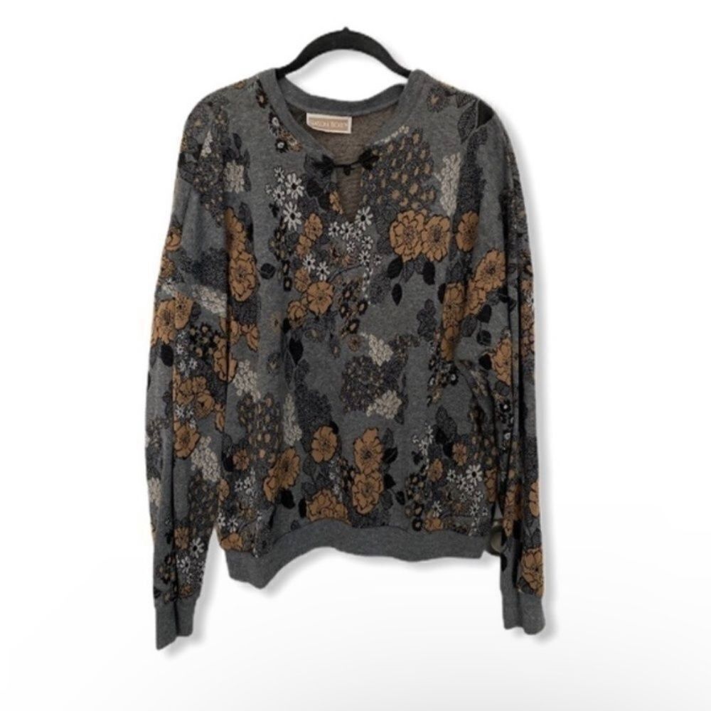 Other Vintage Season Ticket Women’s Grey Floral Sweatshirt Pullove Size L / US 10 / IT 46 - 1 Thumbnail