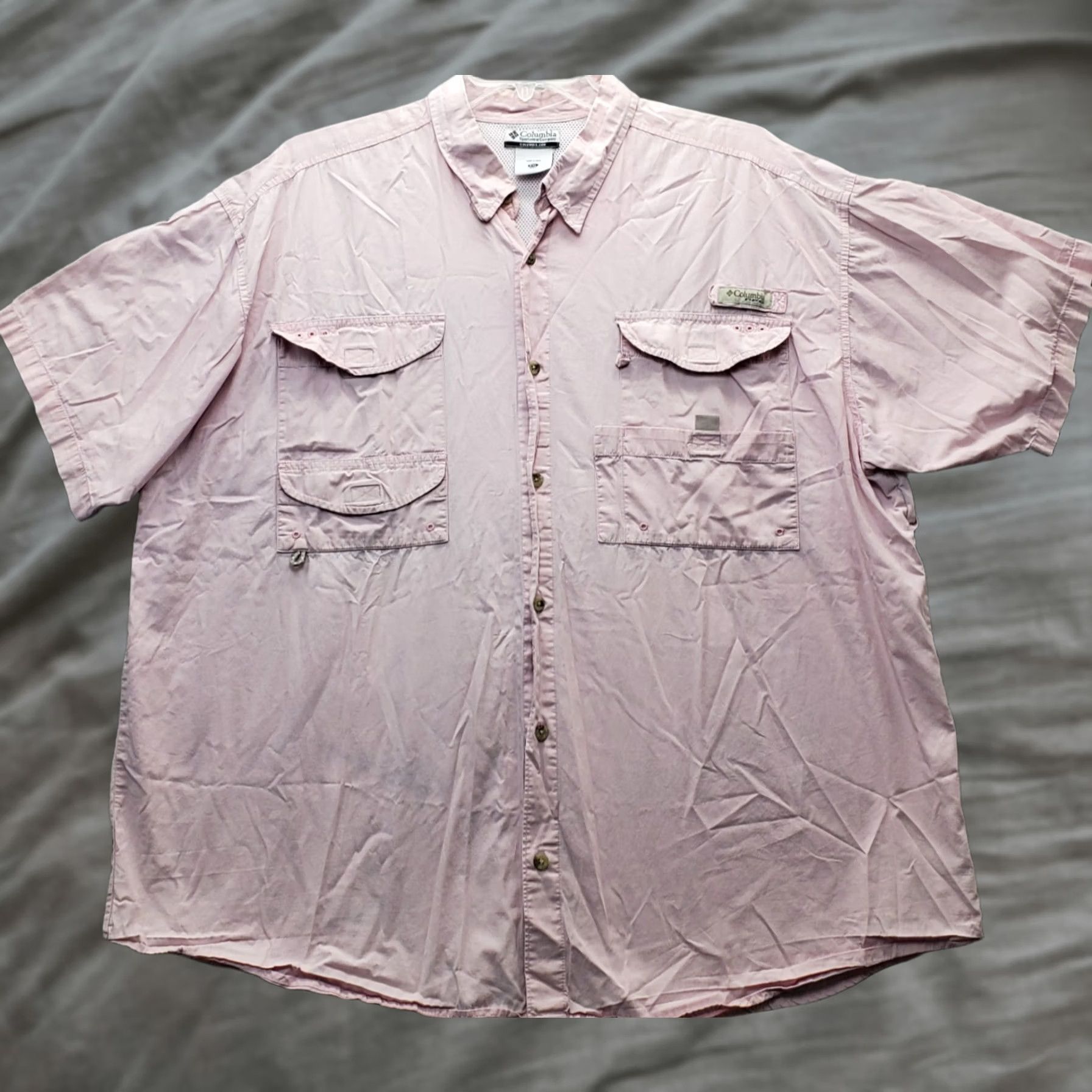 Pinko Columbia Fishing Shirt Men 2XL Pink Detail Pocket Button-Up Collar Short Sleeve Shirt Size US XXL / EU 58 / 5 - 1 Thumbnail