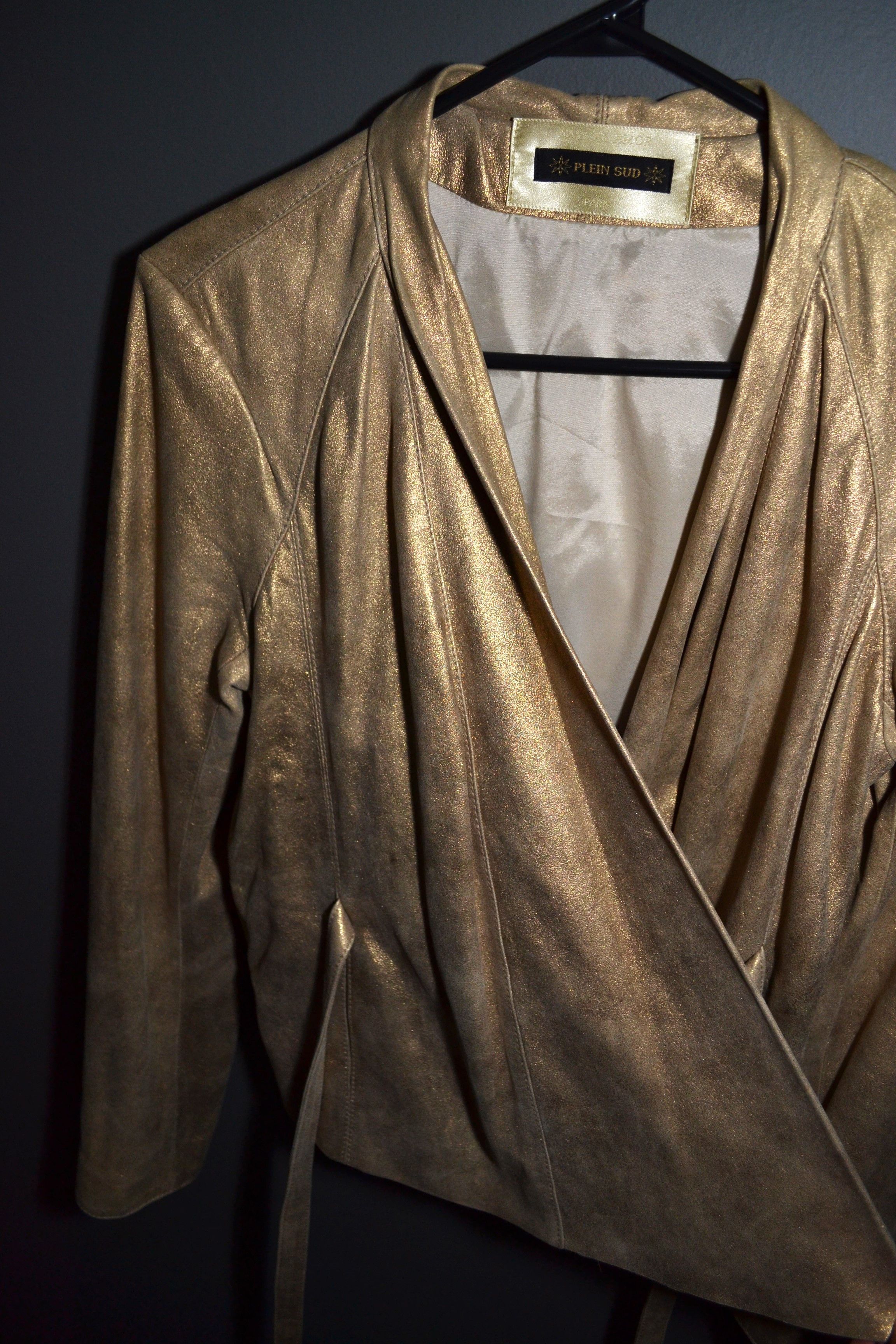 plein sud Plein Sud Faycal Amor Golden Tie Leather Jacket Moto 48 IT Size XL / US 12-14 / IT 48-50 - 9 Thumbnail