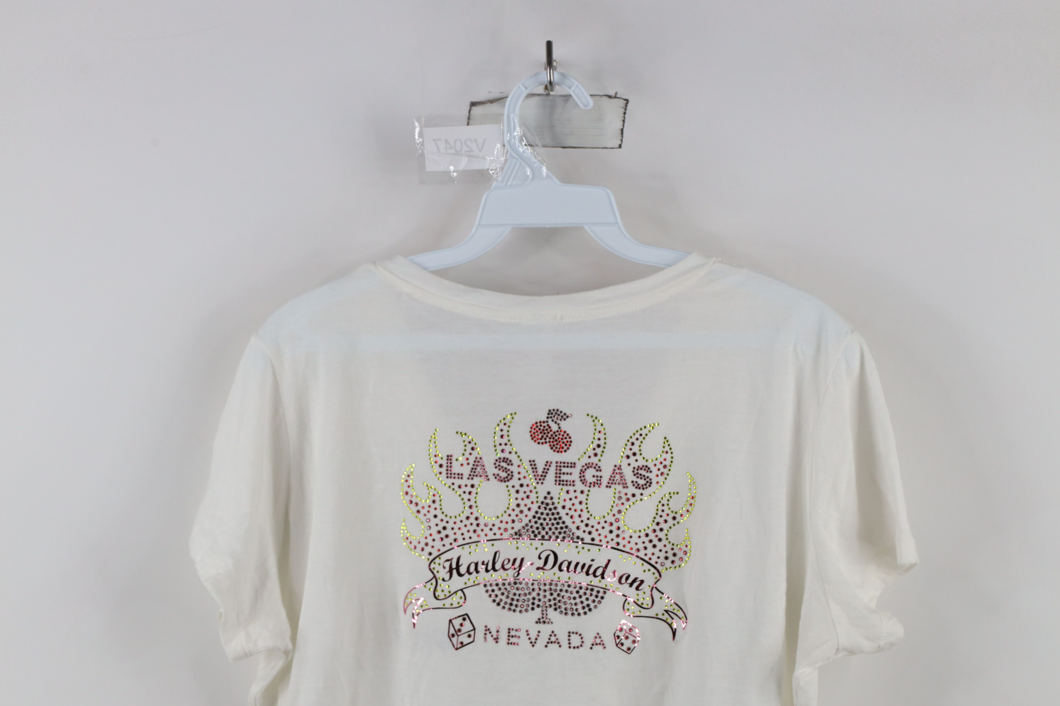 Harley Davidson × Vintage Harley Davidson Sequin Fire Flames Cherry Las Vegas T-Shirt Size XXL / US 16-18 / IT 52-54 - 11 Thumbnail