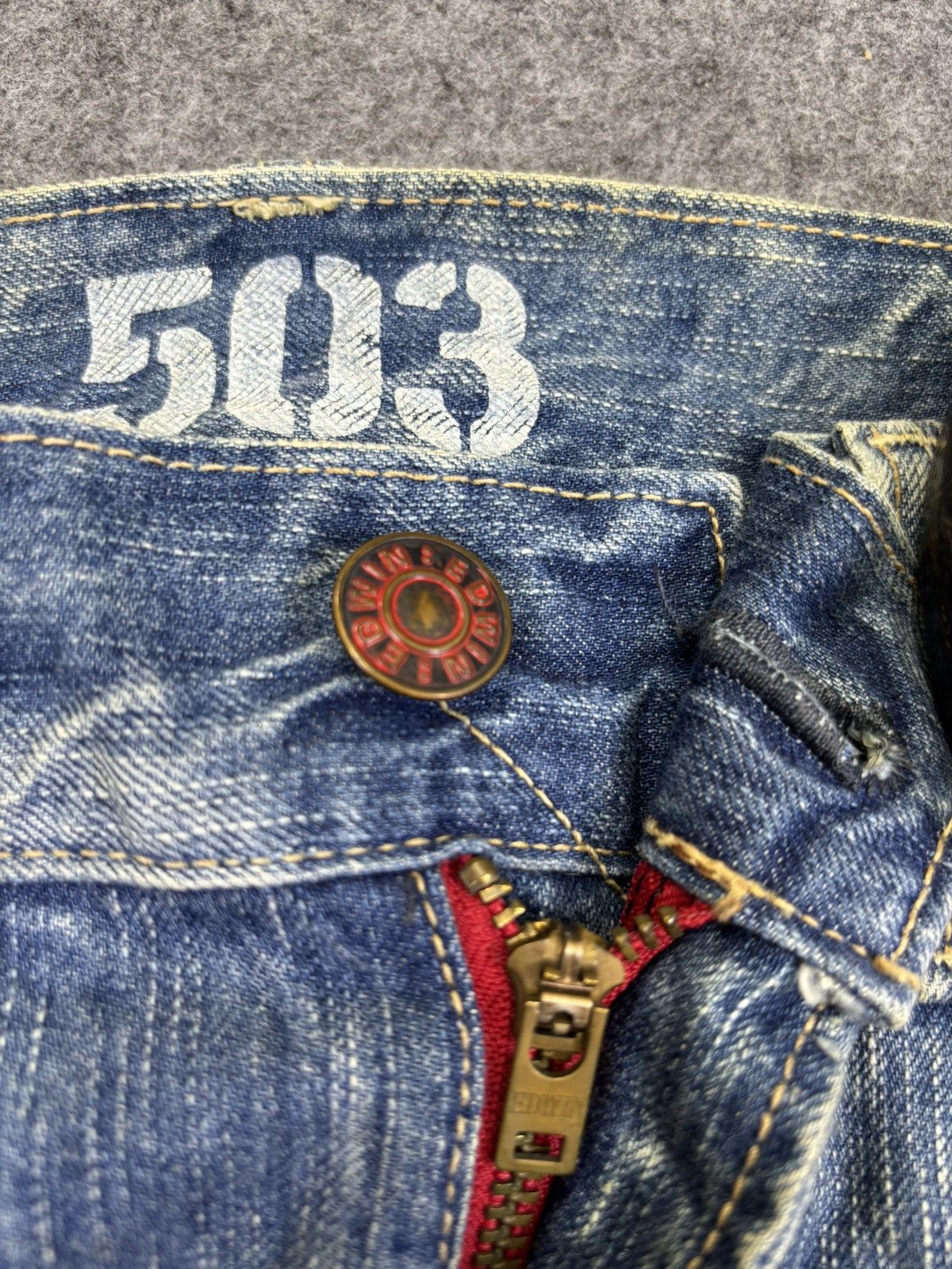 Edwin 💥Flare💥Edwin 503 Insane Fades Medium Wash Denim F910 Size US 33 - 6 Thumbnail
