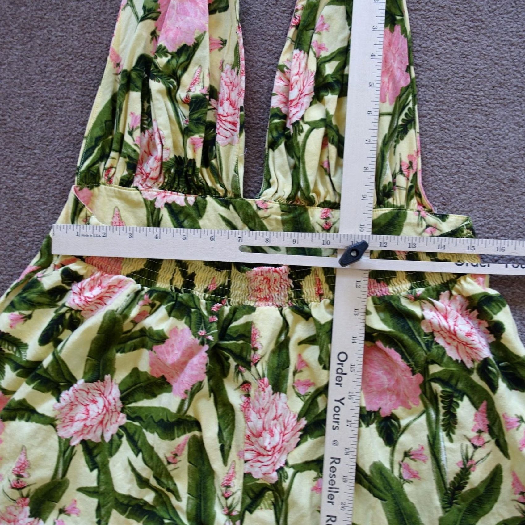 Vintage Aguabendita Jumpsuit Womens XL Yellow Floral Halter Wide Leg Tropical Target Size 40" / US 18 - 7 Thumbnail