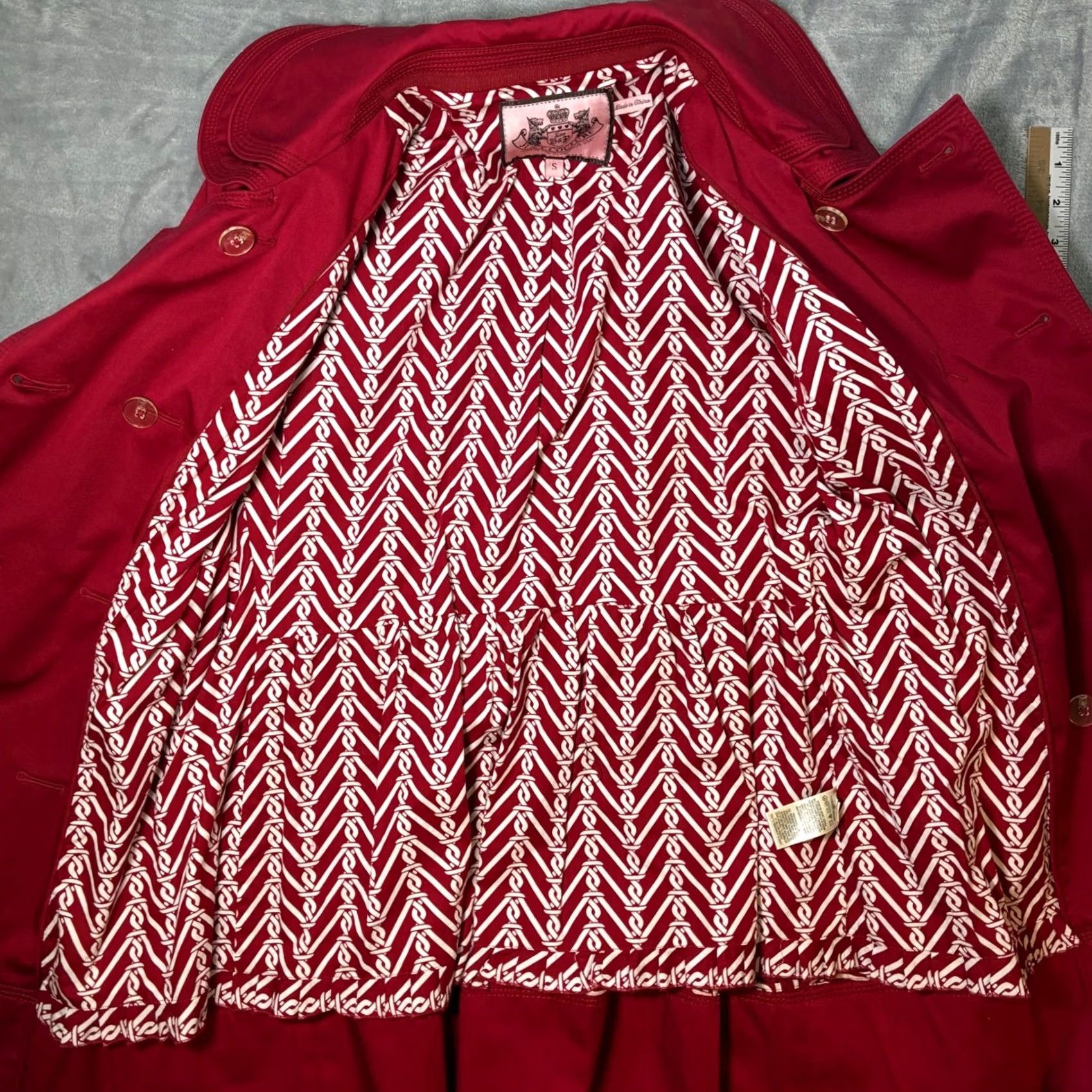 Juicy Couture Juicy Couture Red Trench Coat Double Breasted 3/4 Sleeve Gold Buttons Size S Womens Size S / US 4 / IT 40 - 3 Thumbnail
