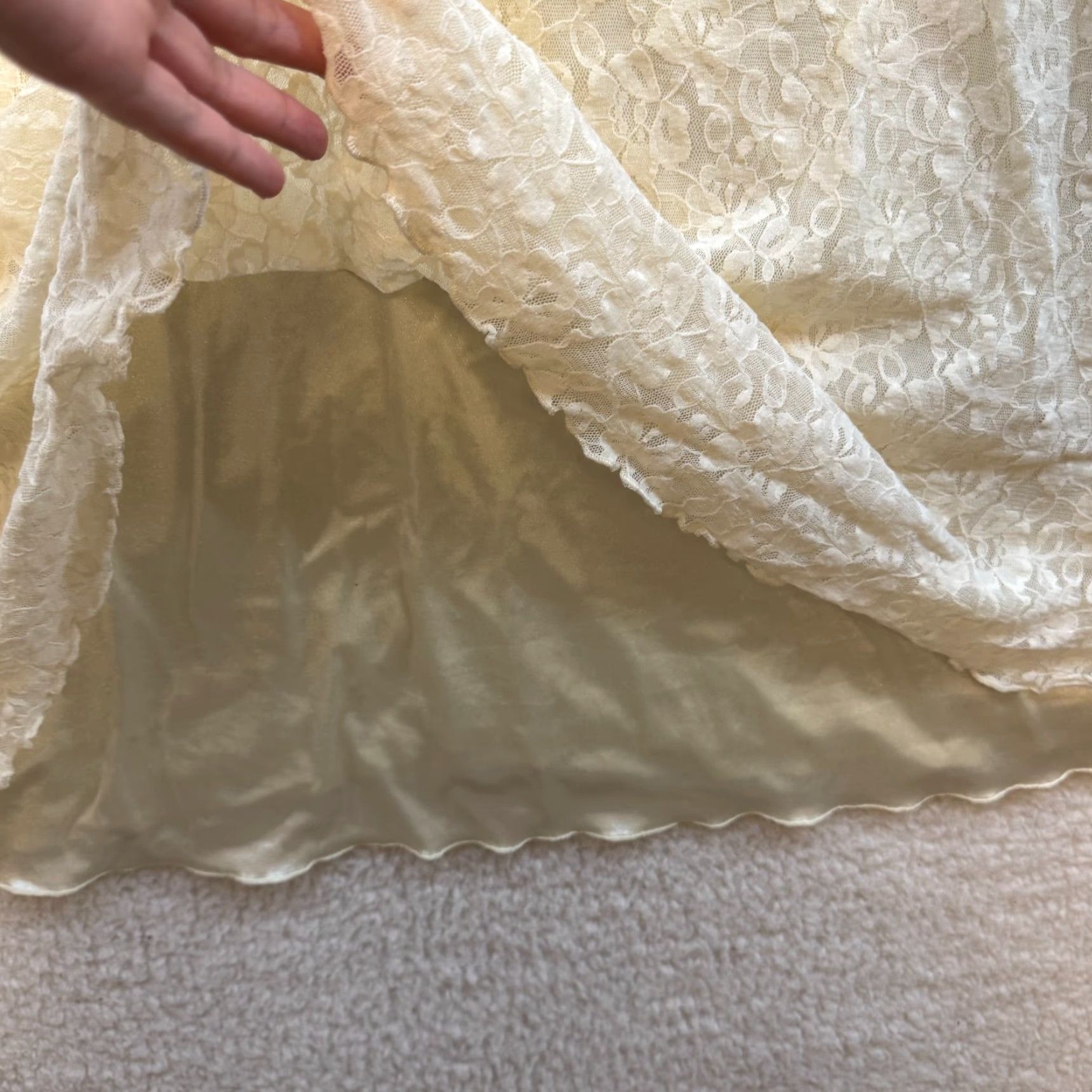 Vintage VINTAGE 90s Kleids Maxi Lace Dress M Ivory Cottagecore Coquette Womens Size M / US 6-8 / IT 42-44 - 4 Thumbnail