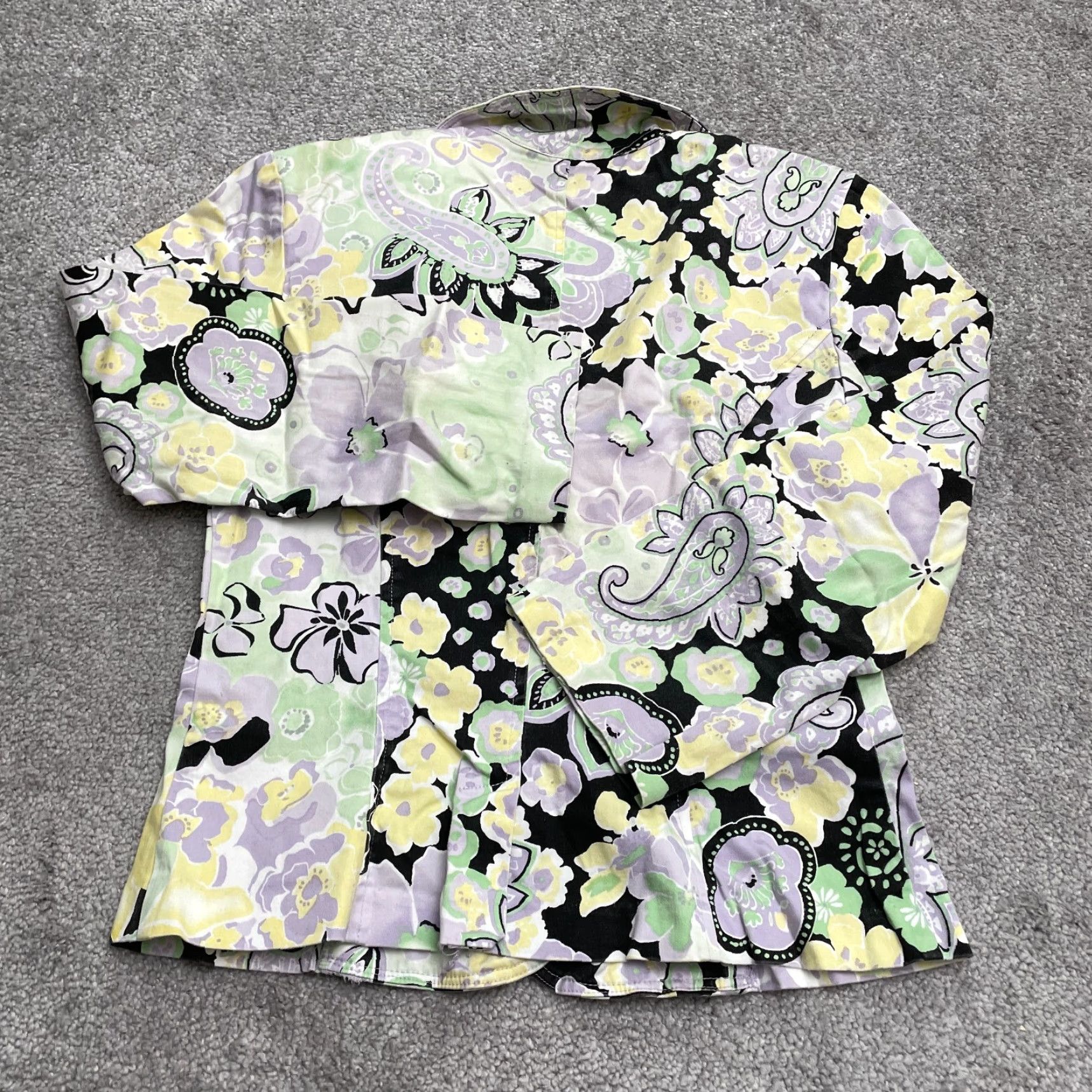 XOXO XOXO Blazer Jacket - Juniors L Multicolor Floral Knit Cotton Blend - Short Jacket, Long Sleeve, Padded - Casual Work Clothing - Womens Size L / US 10 / IT 46 - 2 Thumbnail