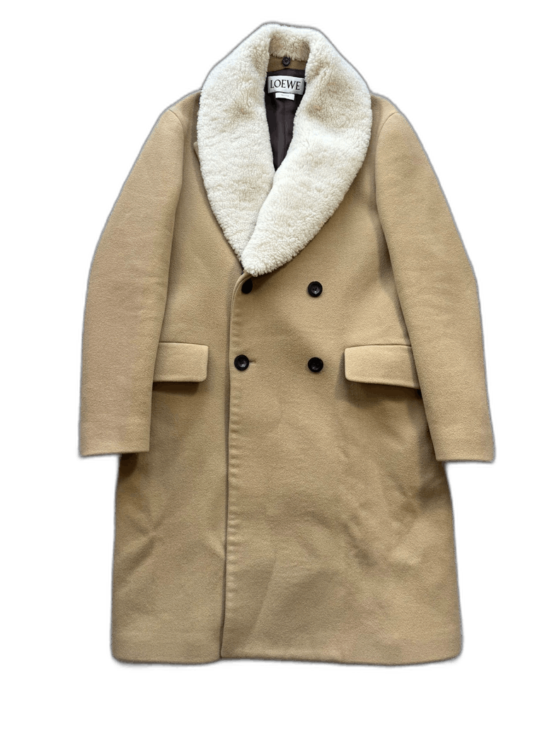 Loewe Loewe Khaki Wool Coat with Shearling Collar Size US XL / EU 56 / 4 - 1 Thumbnail