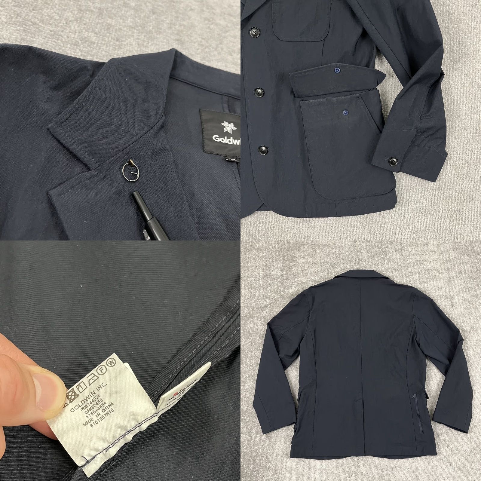 Goldwin Goldwin Jacket Mens M Blue Technical Functional Stretch Coverall Blazer Coat Mid-Length Zip Pockets Stand-Up Collar Size US 31 - 8 Thumbnail