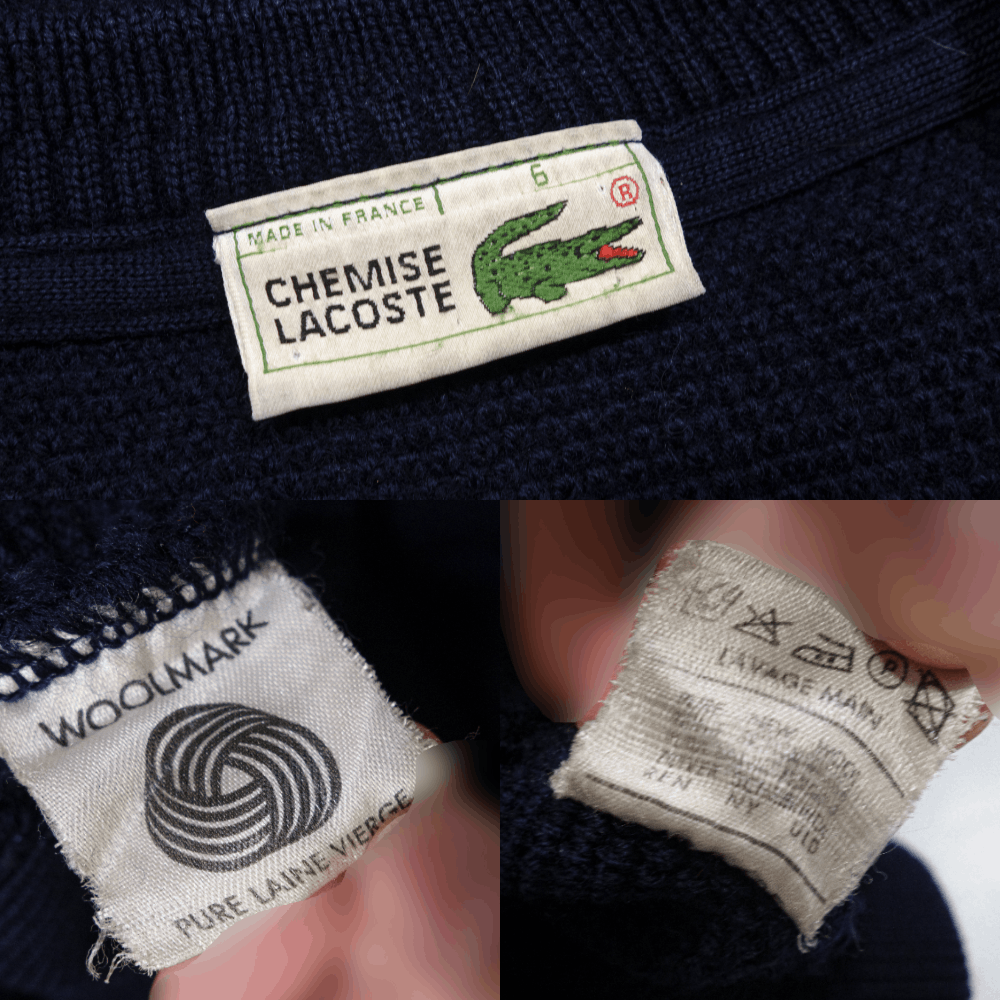 Lacoste 90S Logo V-Neck Wool Knit Made in France Size US L / EU 52-54 / 3 - 7 Thumbnail