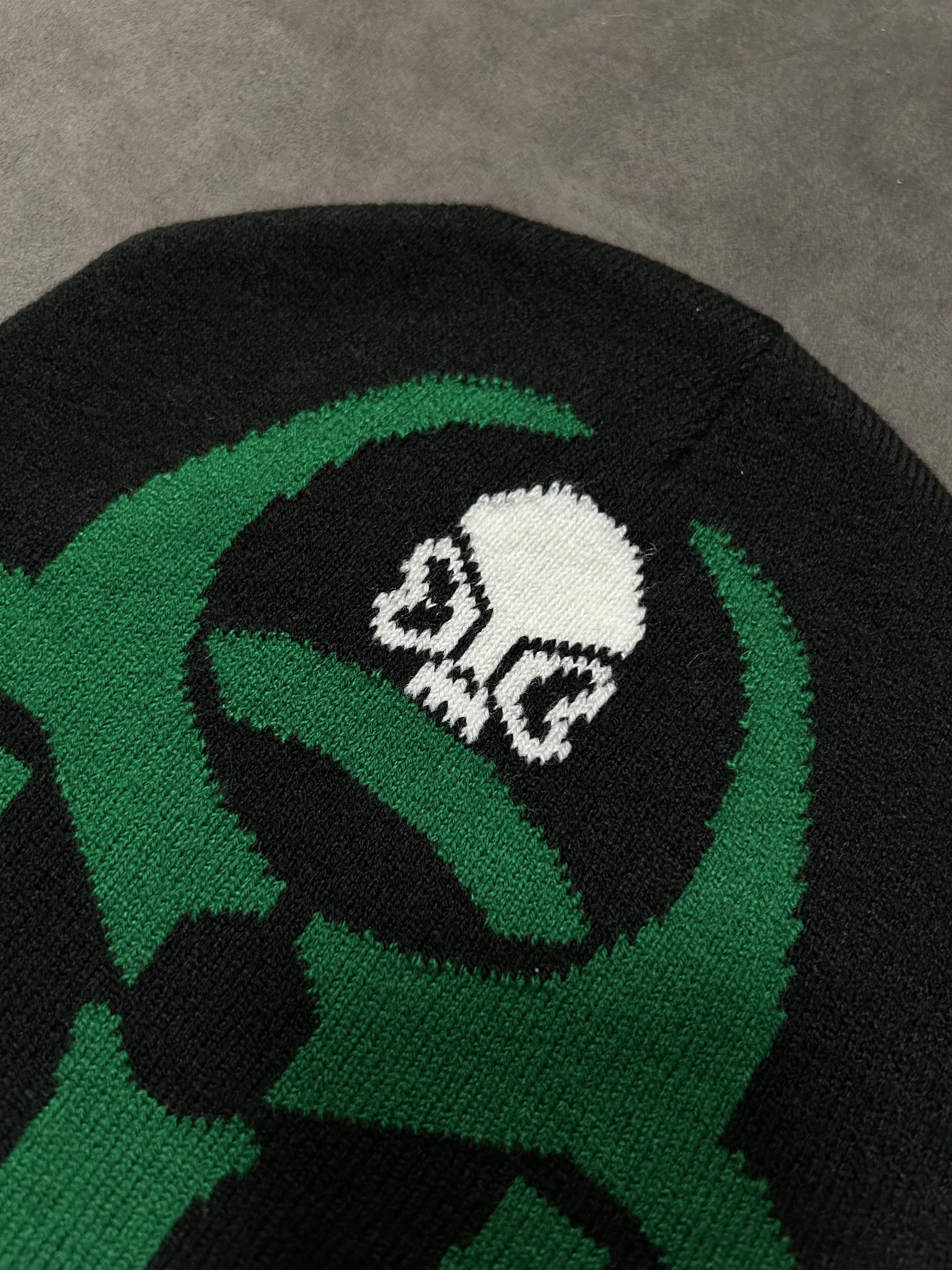 Japanese Brand Rare Toxic Symbol Print No Cuff Knit Black Beanie Hats Size ONE SIZE - 4 Thumbnail