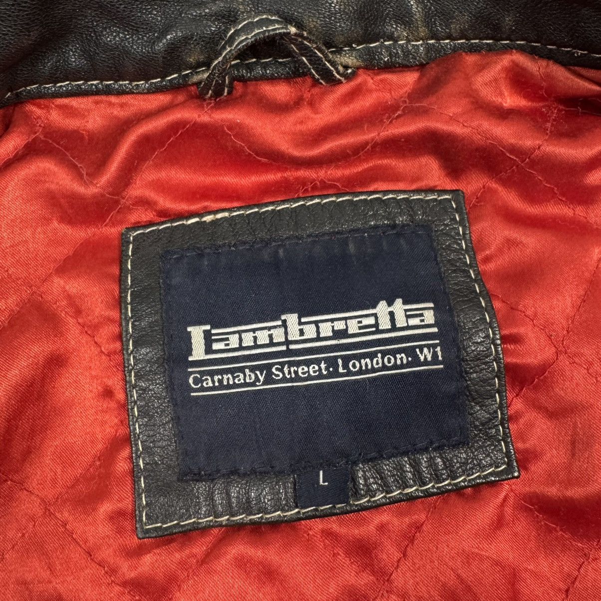 Lambretta × Leather × Vintage Lambretta Big Logo Avant Garde Distressed Leather Jacket Size US L / EU 52-54 / 3 - 17 Thumbnail