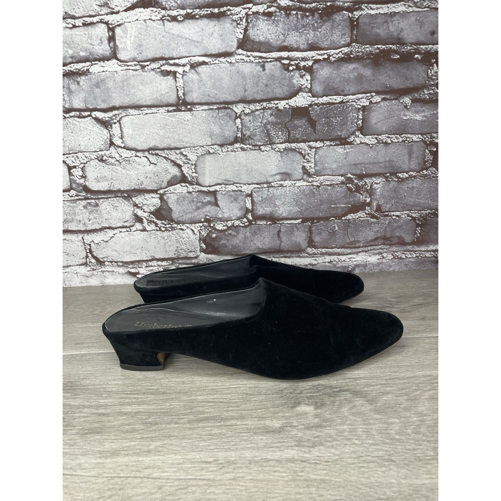Umbro Umberto Mari Black Suede Leather Slip On Heel Mules Shoes Wo Size US 10 / IT 40 - 3 Thumbnail