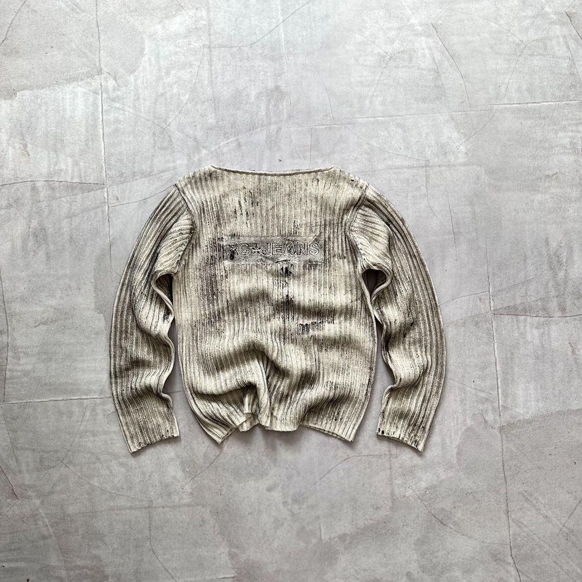 Diesel 00s Japan Painted Knit Ribbed Sweater Maison Margiela Style 