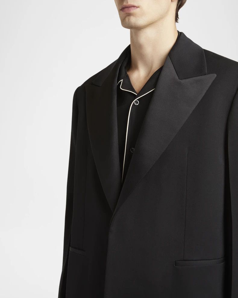 Jil Sander o1loc1c0426 Satin Peak Lapel Jacket in Black Size US S / EU 44-46 / 1 - 5 Thumbnail