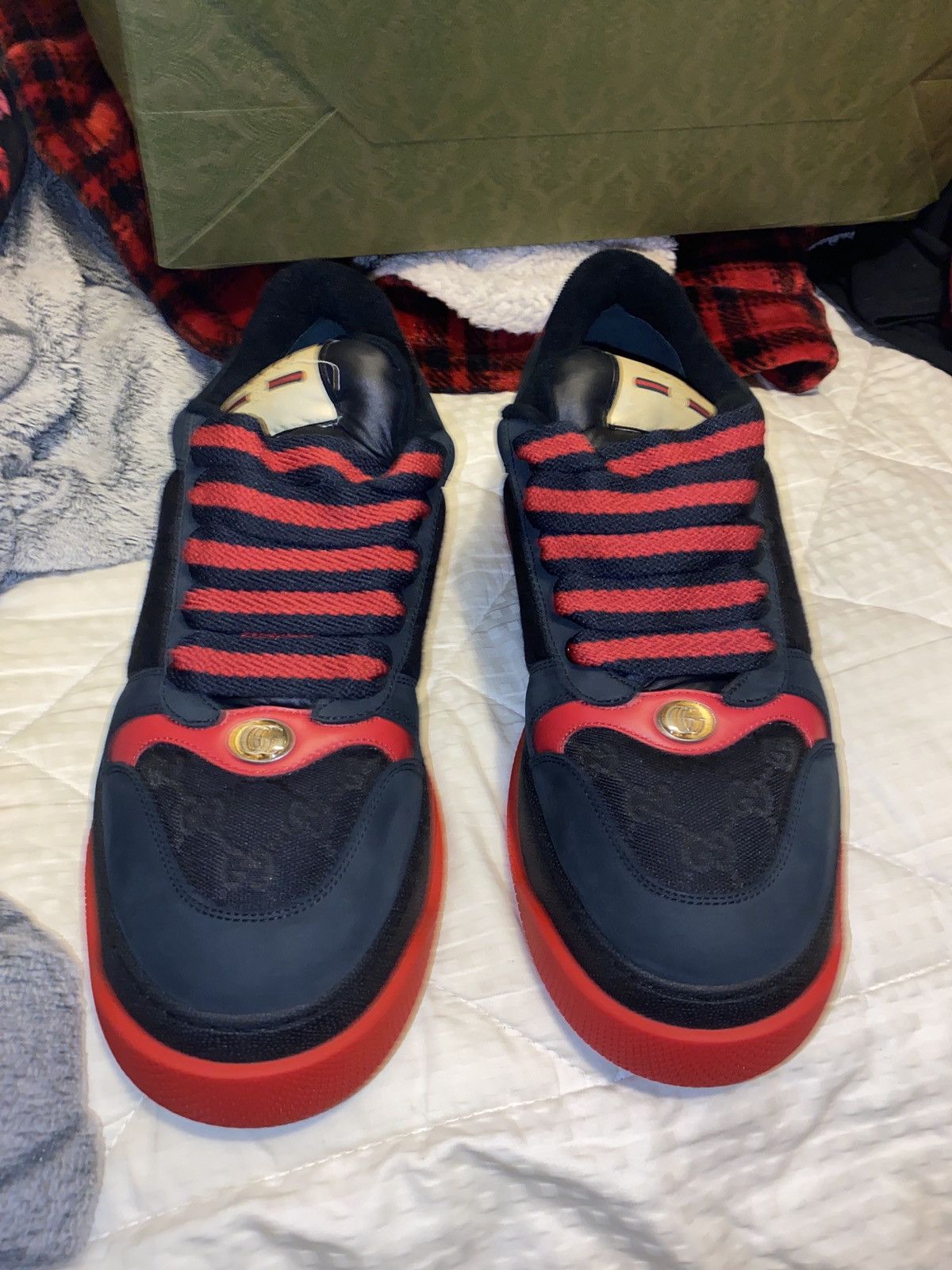 image of Gucci Men’S Double Screener Canvas Low Top Sneakers in Black, Men's (Size 11.5)