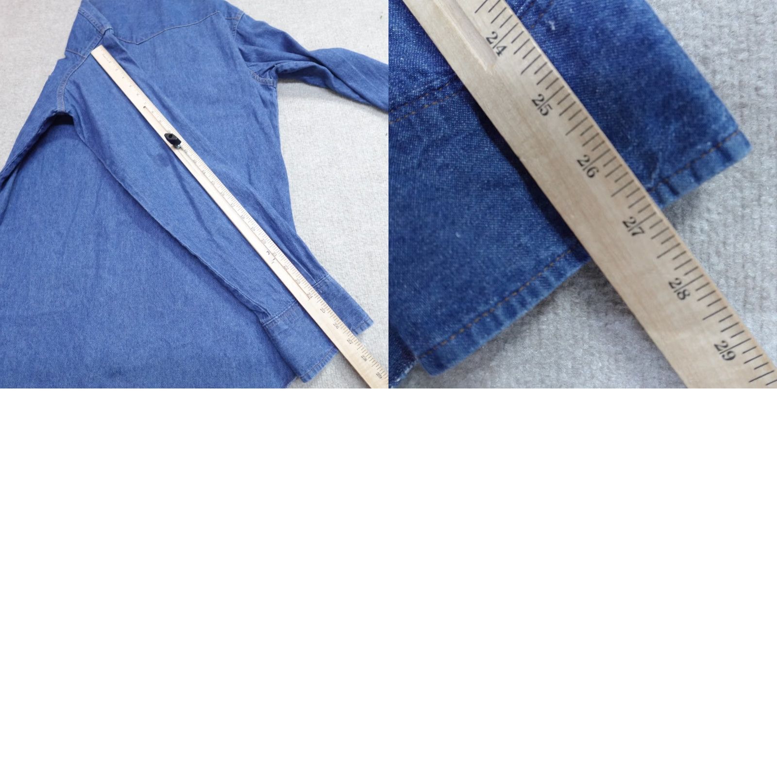 Wrangler VINTAGE Wrangler Shirt Large Blue Denim X-Long Tails Made in USA Size US L / EU 52-54 / 3 - 8 Thumbnail