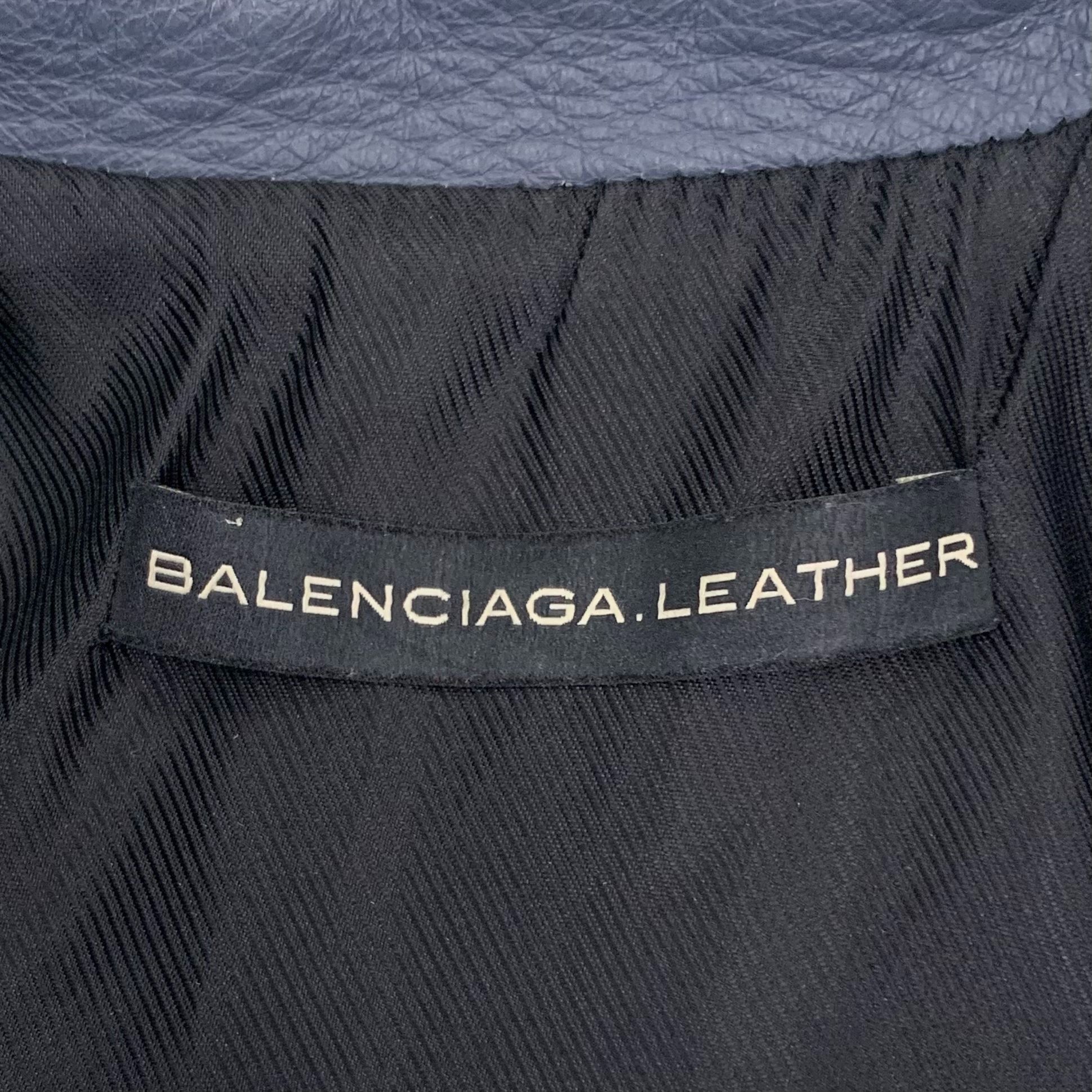 Balenciaga Balenciaga Blue Leather Moto Jacket with Zip Details Lined Size XS / US 0-2 / IT 36-38 - 5 Thumbnail