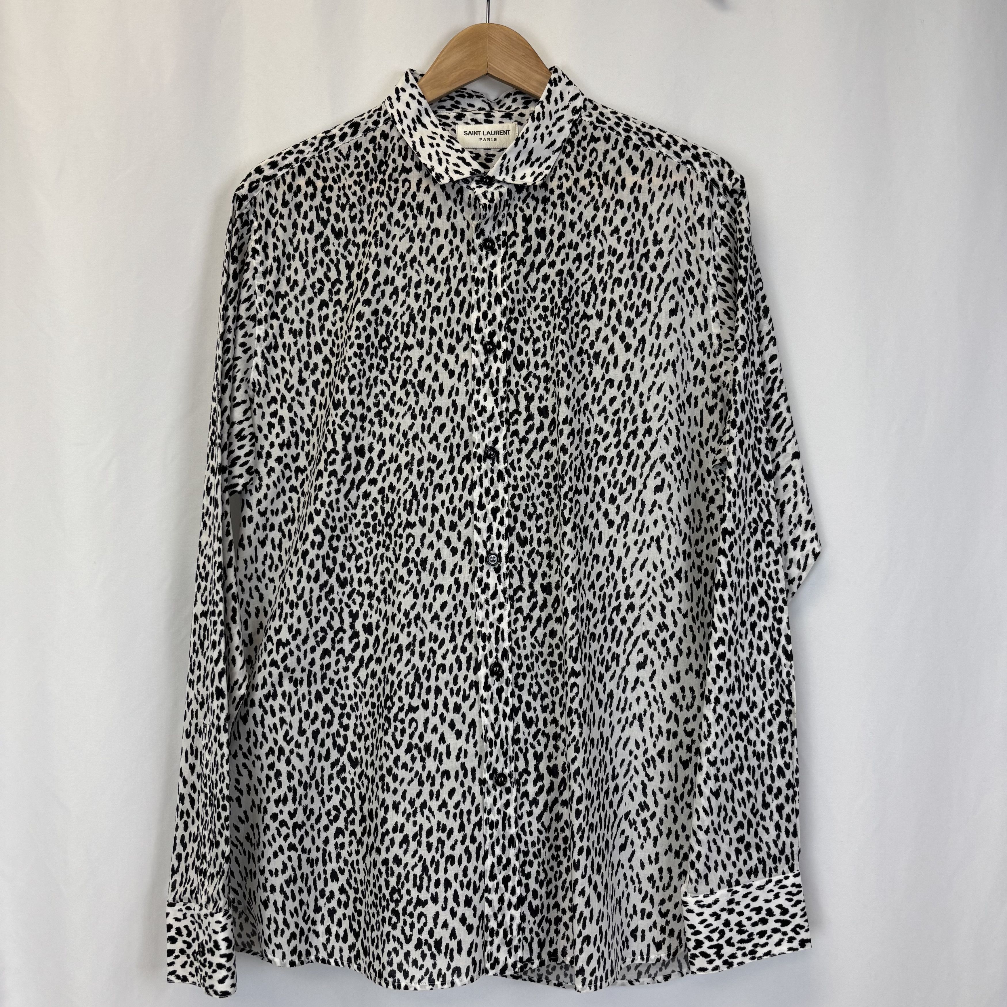 Saint Laurent Paris Saint Laurent White Leopard Shirt Size US XL / EU 56 / 4 - 1 Thumbnail