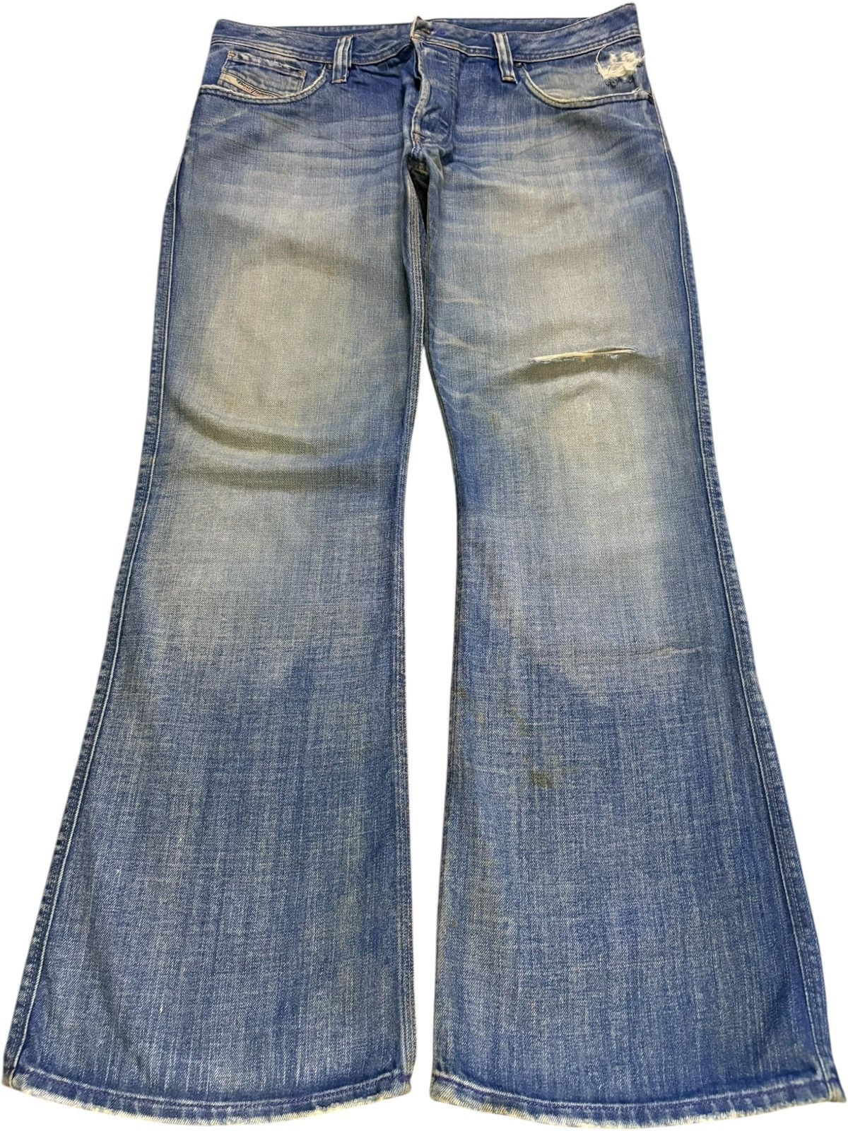 Diesel Vintage Diesel Button Fly Mud Wash Distressed Rip Flare Jean Size US 37 - 1 Thumbnail