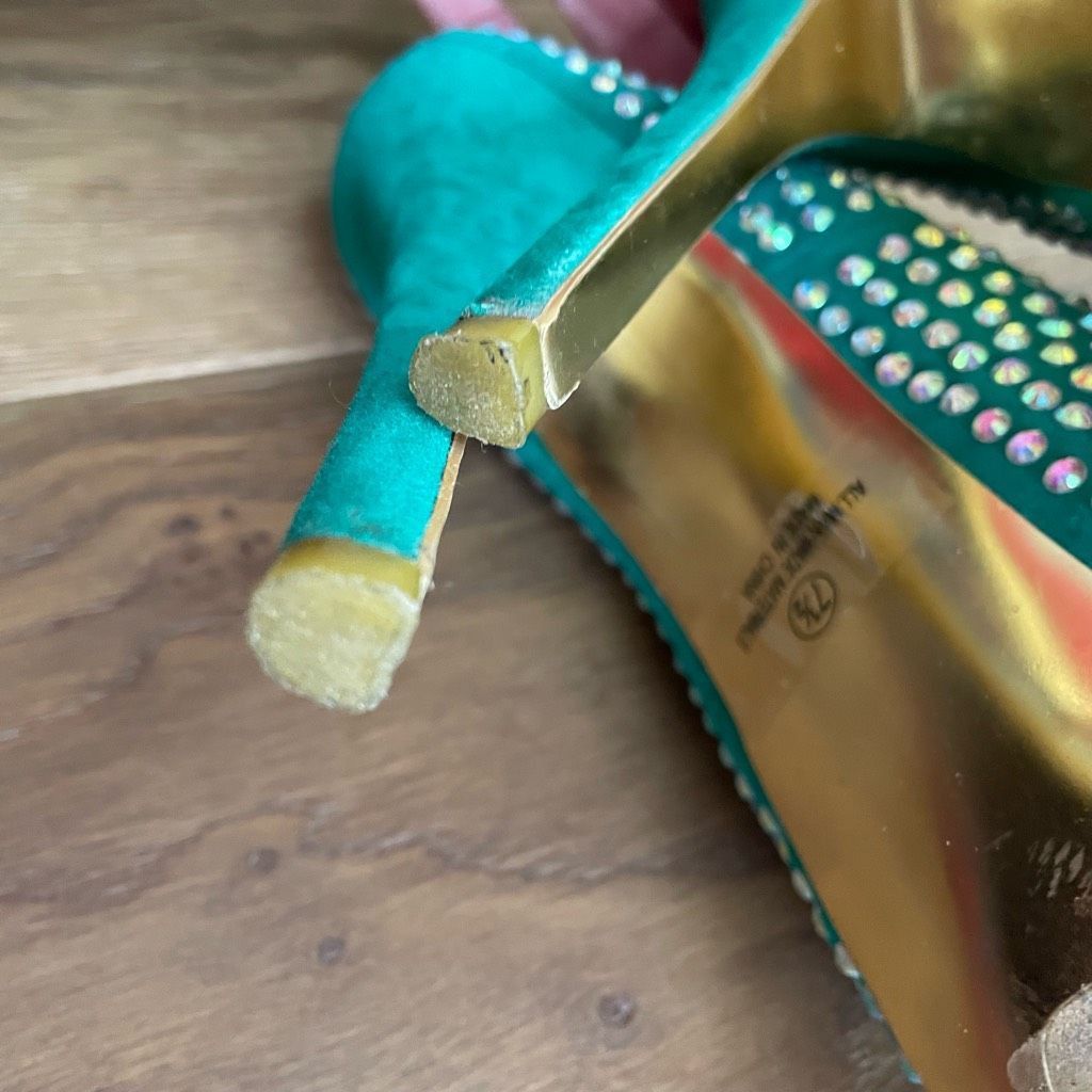 ALBA Alba Green Iridescent Rhinestone Bling Stiletto Platform Ple Size US 7.5 / IT 37.5 - 7 Thumbnail
