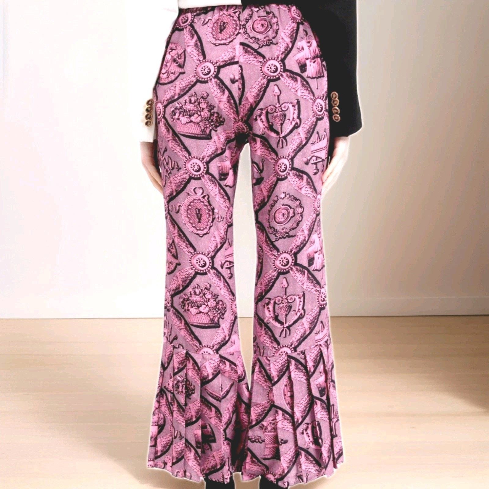 Gucci $1550 GUCCI Silk Trousers IT40 US4Pink Elastic Waist Pleated Size 27" / US 4 / IT 40 - 2 Thumbnail