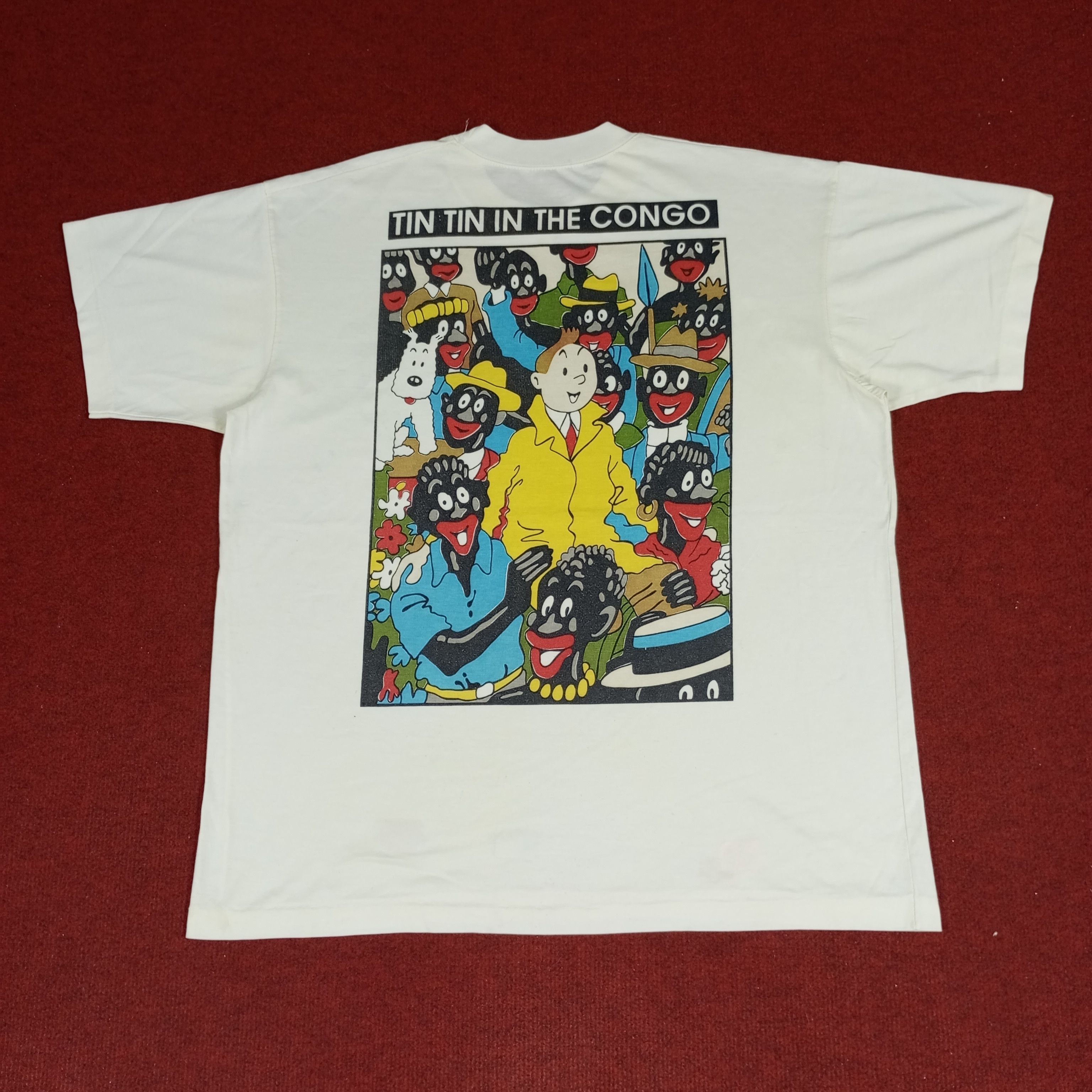 Vintage Tin Tin In The Congo Backprint Design Streetwear Tshirt Size US XL / EU 56 / 4 - 1 Thumbnail