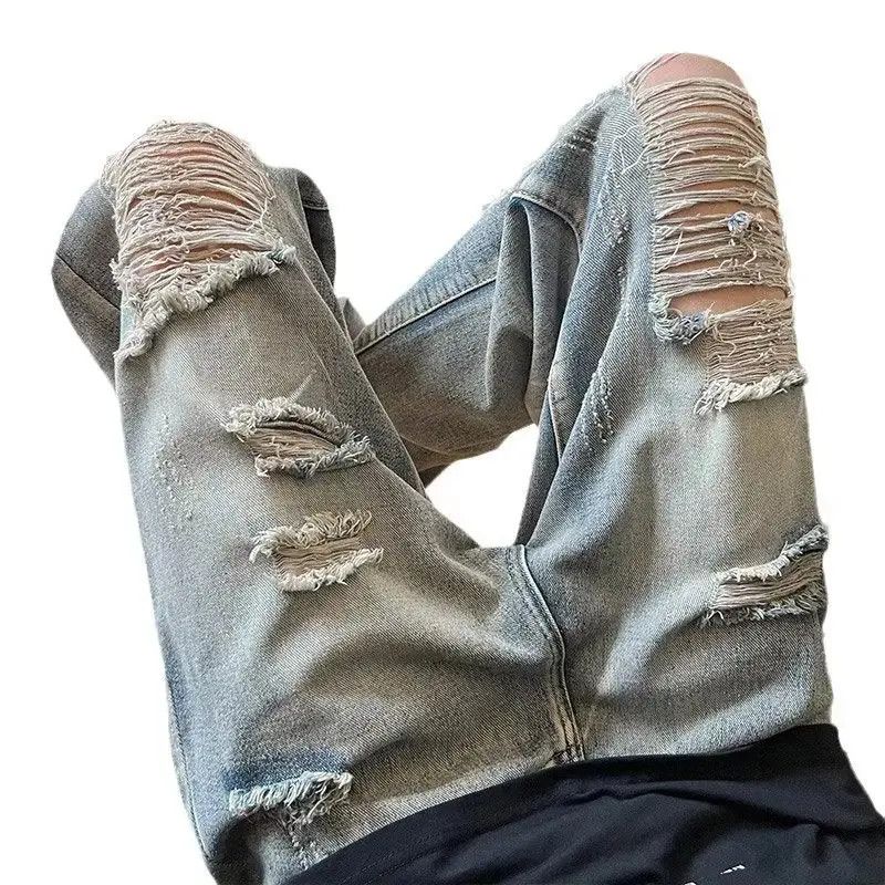 Japanese Brand Retro straight leg high street ripped jeans Size US 32 / EU 48 - 3 Thumbnail