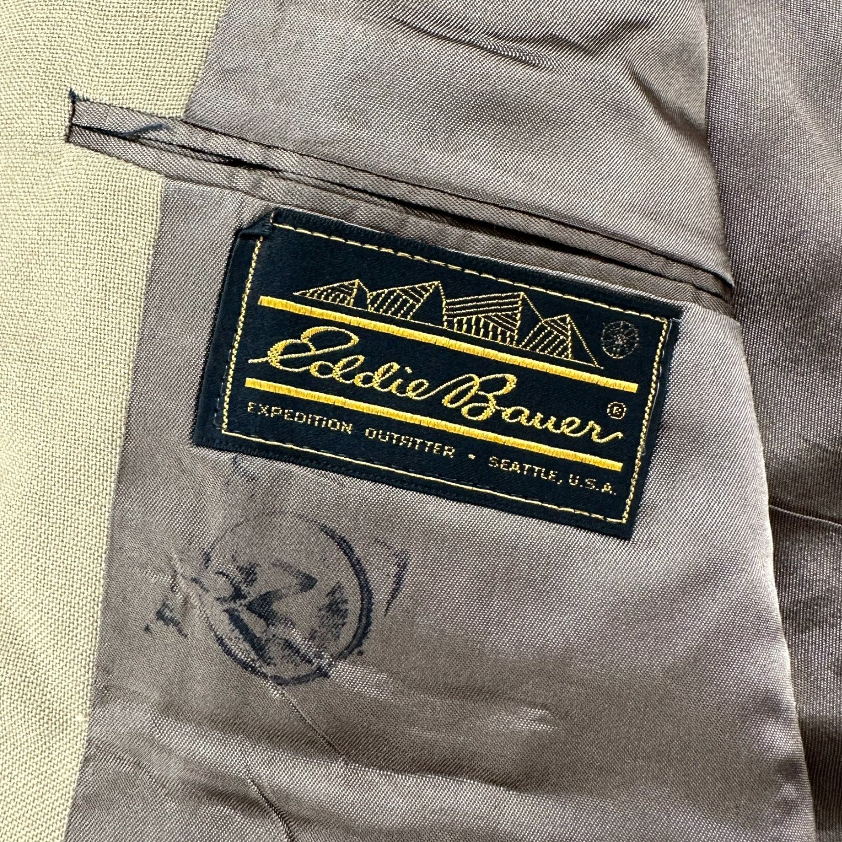 Eddie Bauer VINTAGE Eddie Bauer Jacket Mens 40L Long Beige Brown Blazer Sport Coat Leather Suede Overcoat Western Outdoor 70s Mens Size 40R - 6 Thumbnail