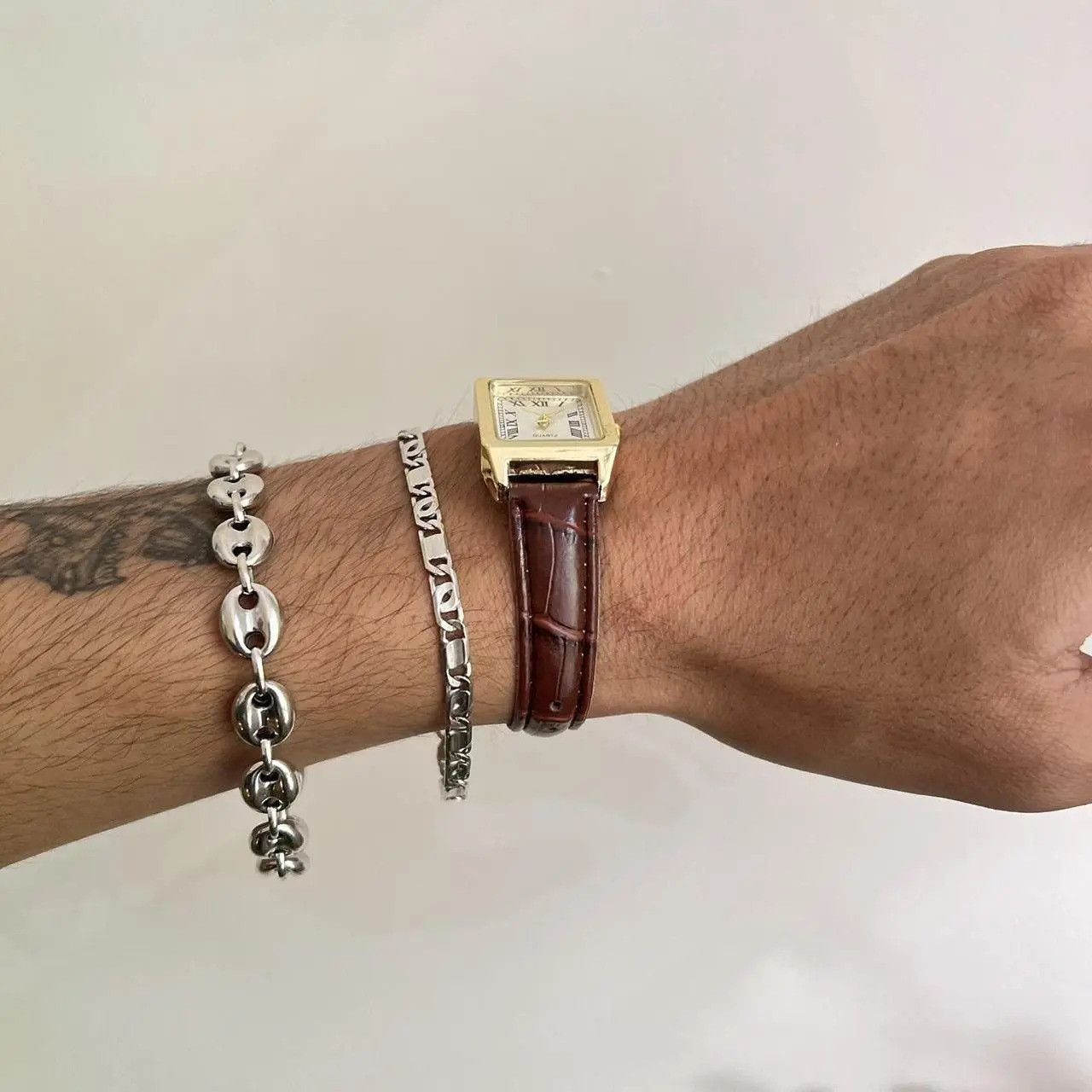 Jewelry 2000s vintage style cute square brown leather luxury watch Size ONE SIZE - 7 Thumbnail